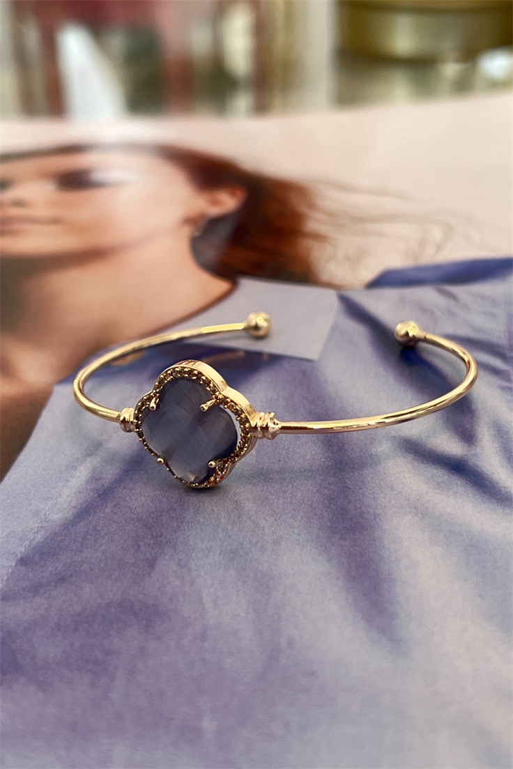 Mor Yonca Model Altı Açık Kelepçe Gold