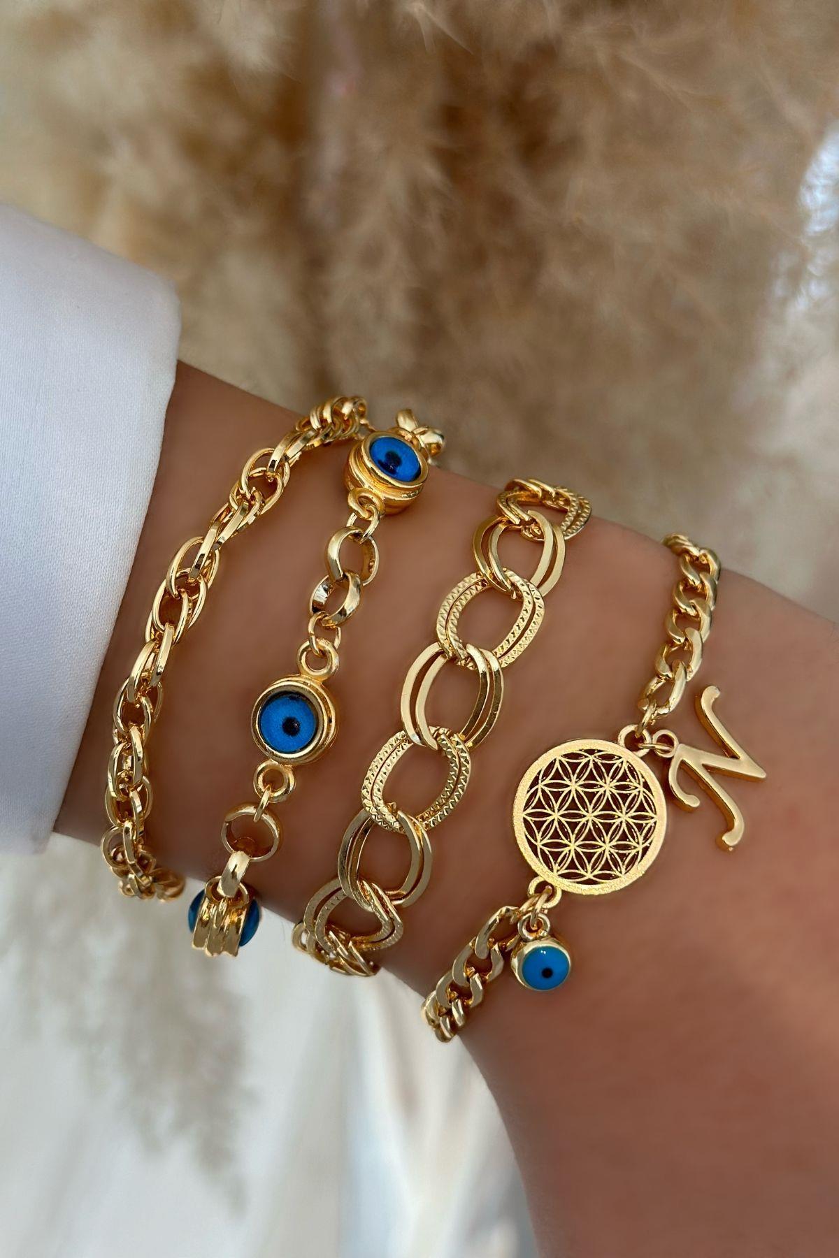 N Harfli Yaşam Bileklik Kombini