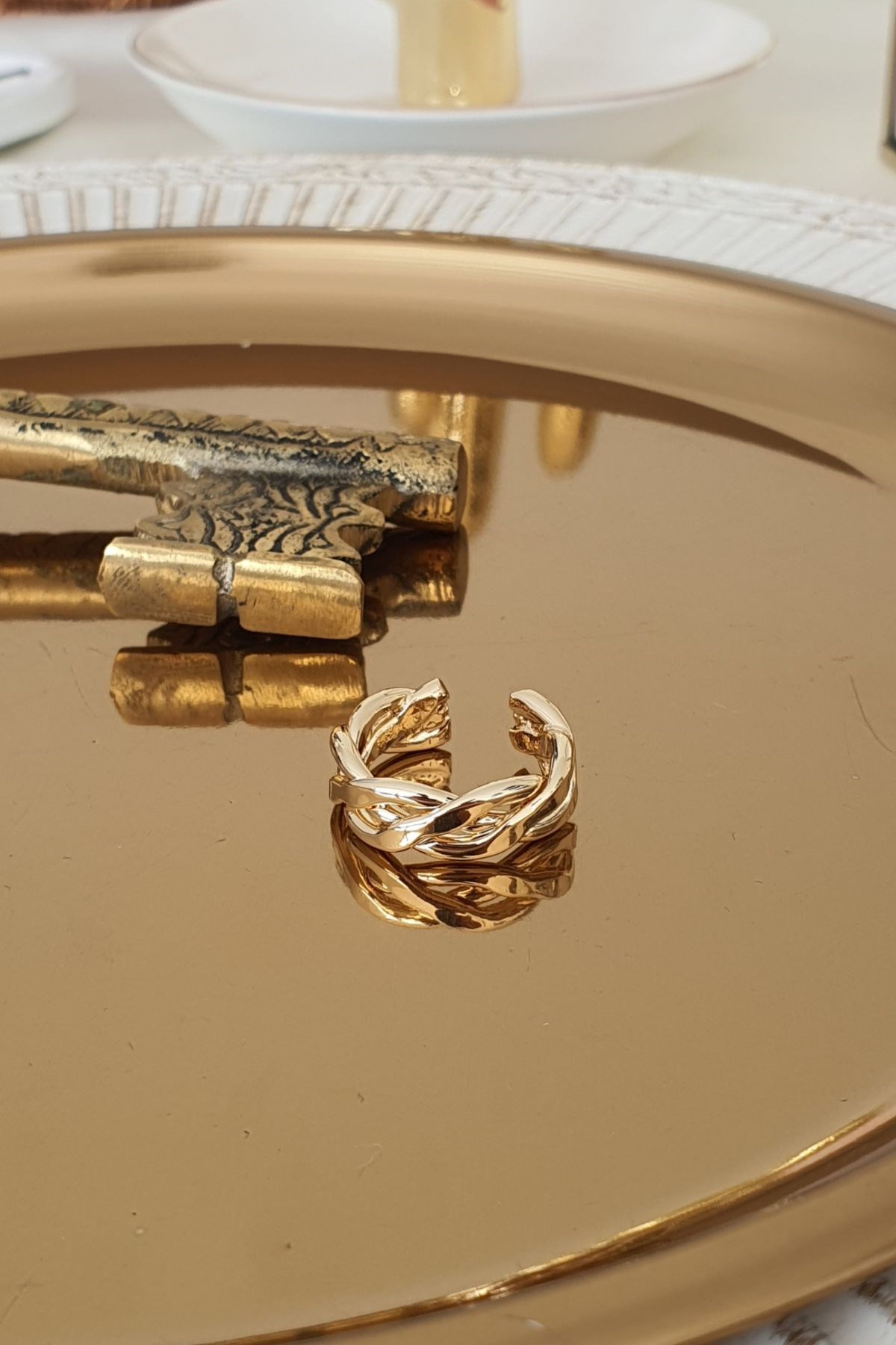 Örgü Model Yüzük Gold