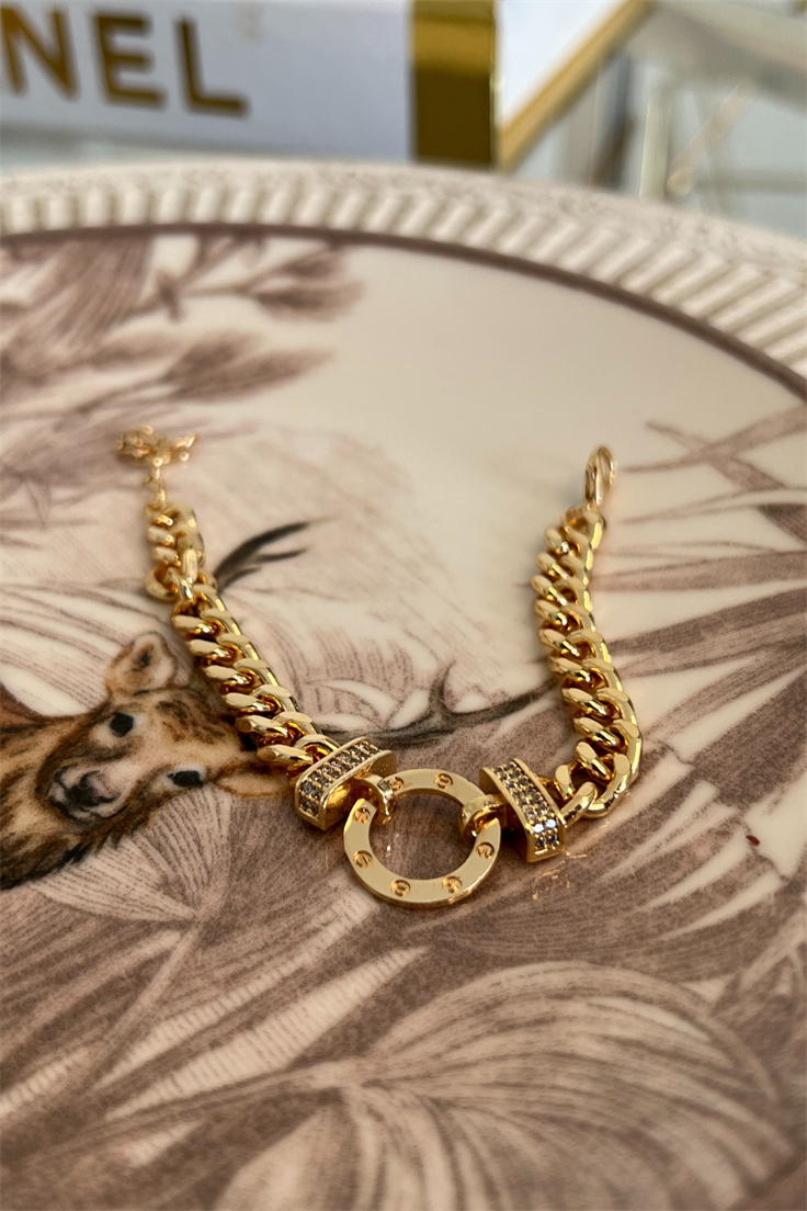 Ortası Daire Model Künye Gold