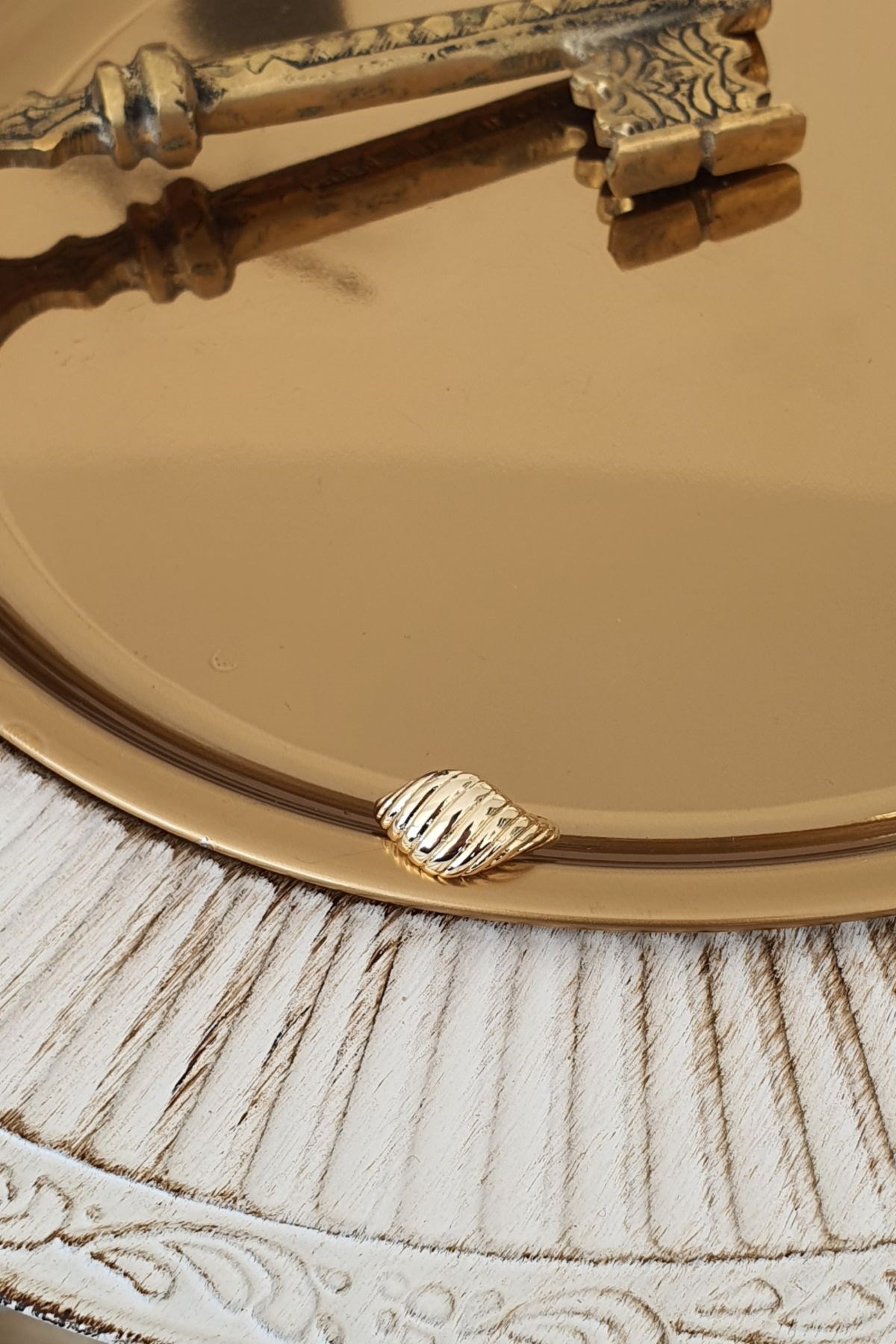 Oval Burgu Model Serçe Parmak Yüzük Gold