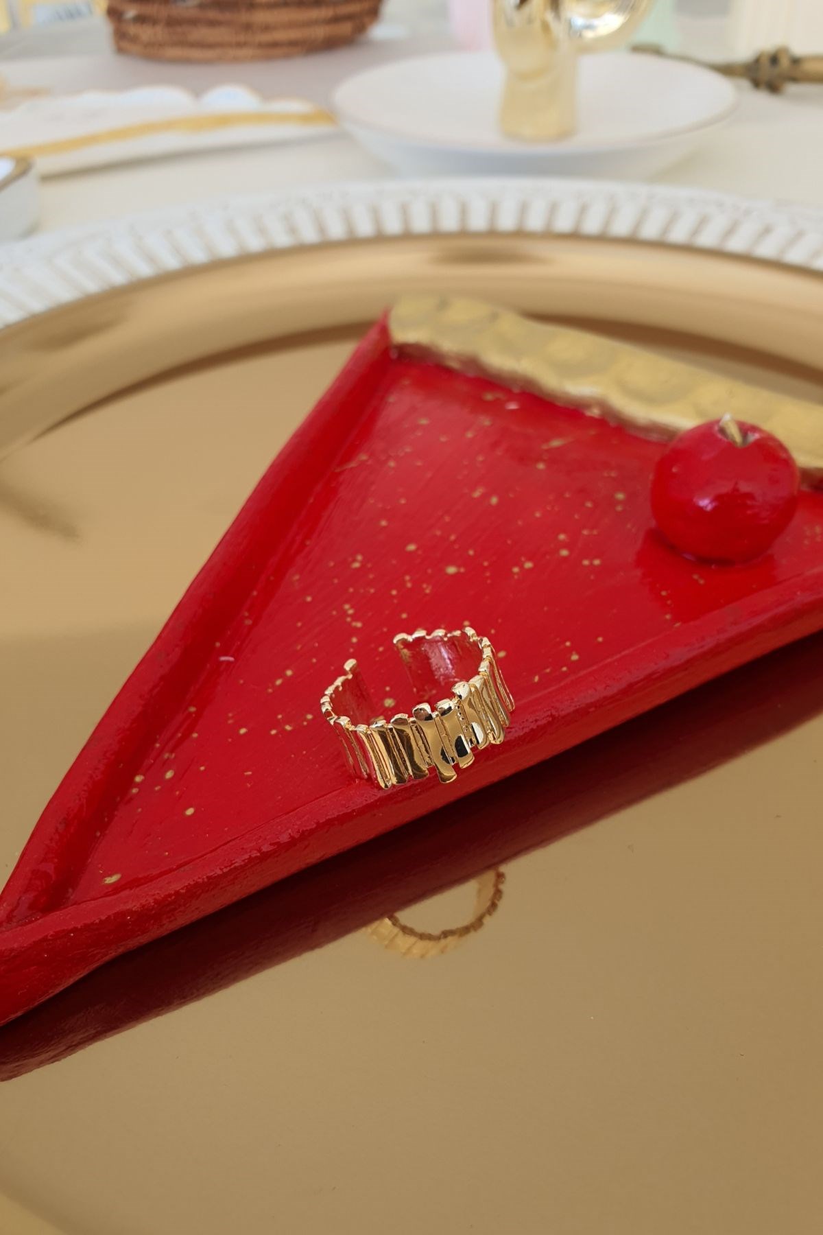 Oval Çubuk Model Yüzük Gold