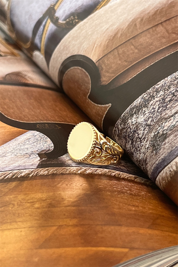 Oval Model Vintage Yüzük Gold