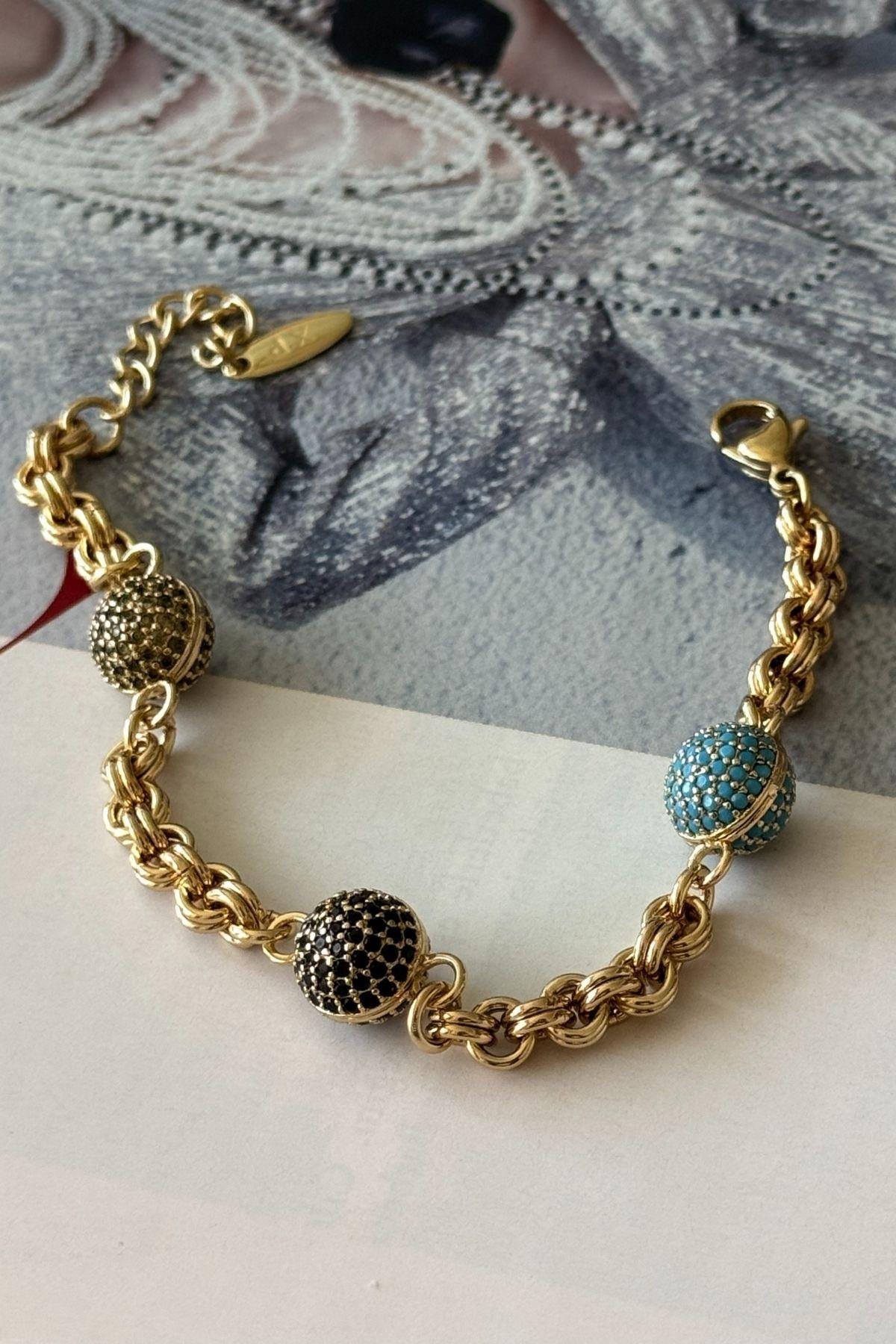 Özel Seri Gömme Zirkon Taşlı Renkli Bileklik