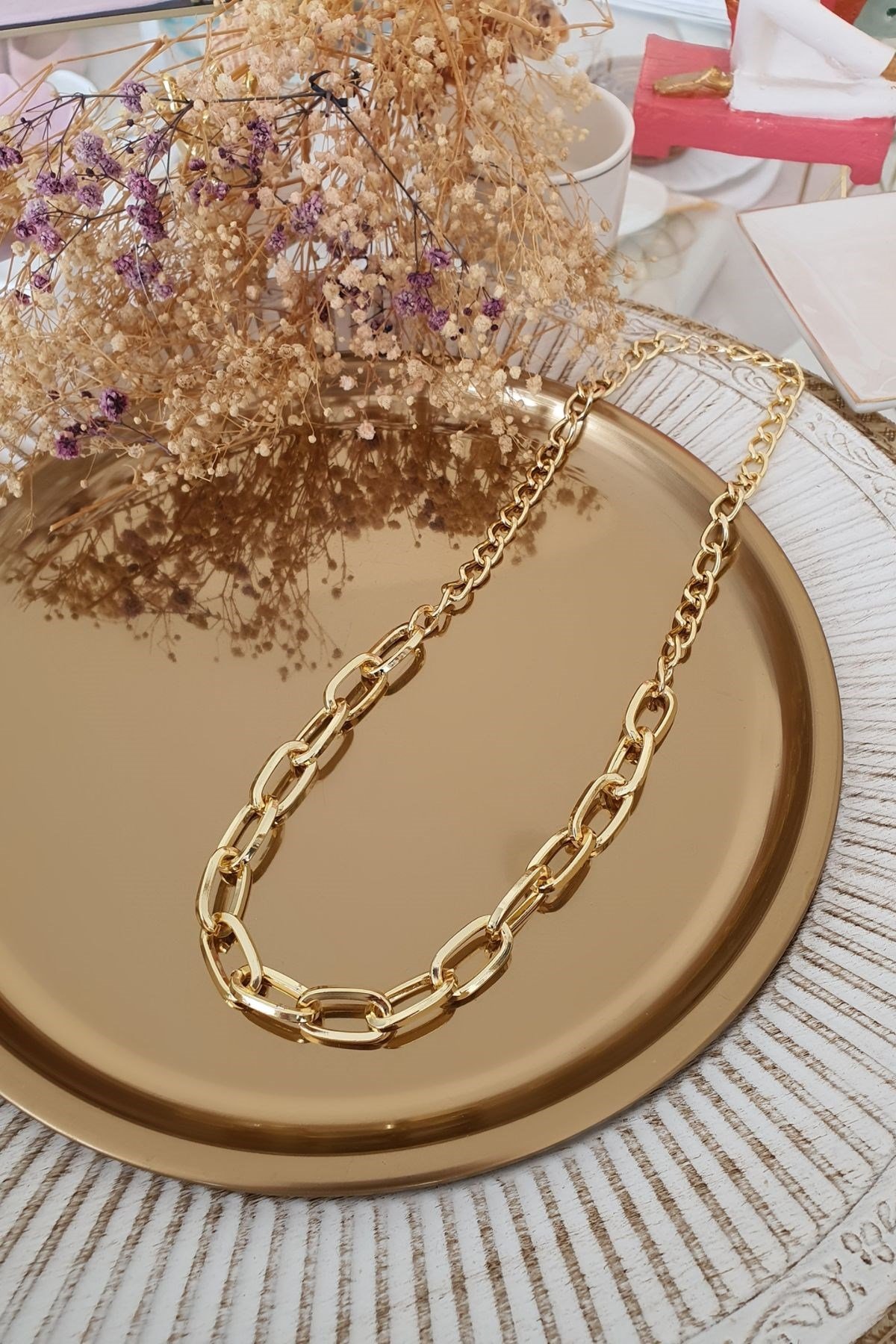 Özel Seri Halat Model Zincir Kolye Gold