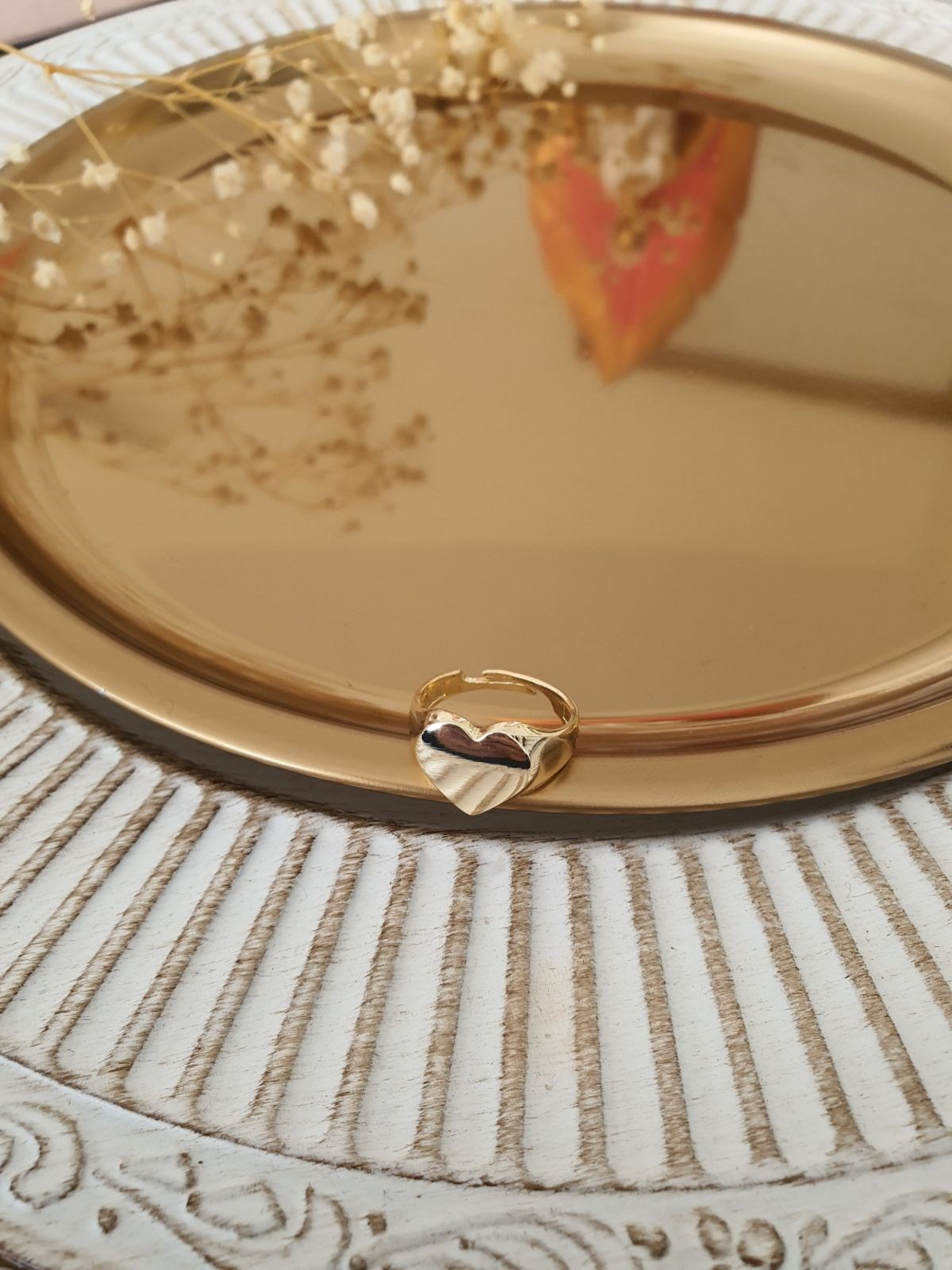 Plaka Kalp Model Yüzük Gold