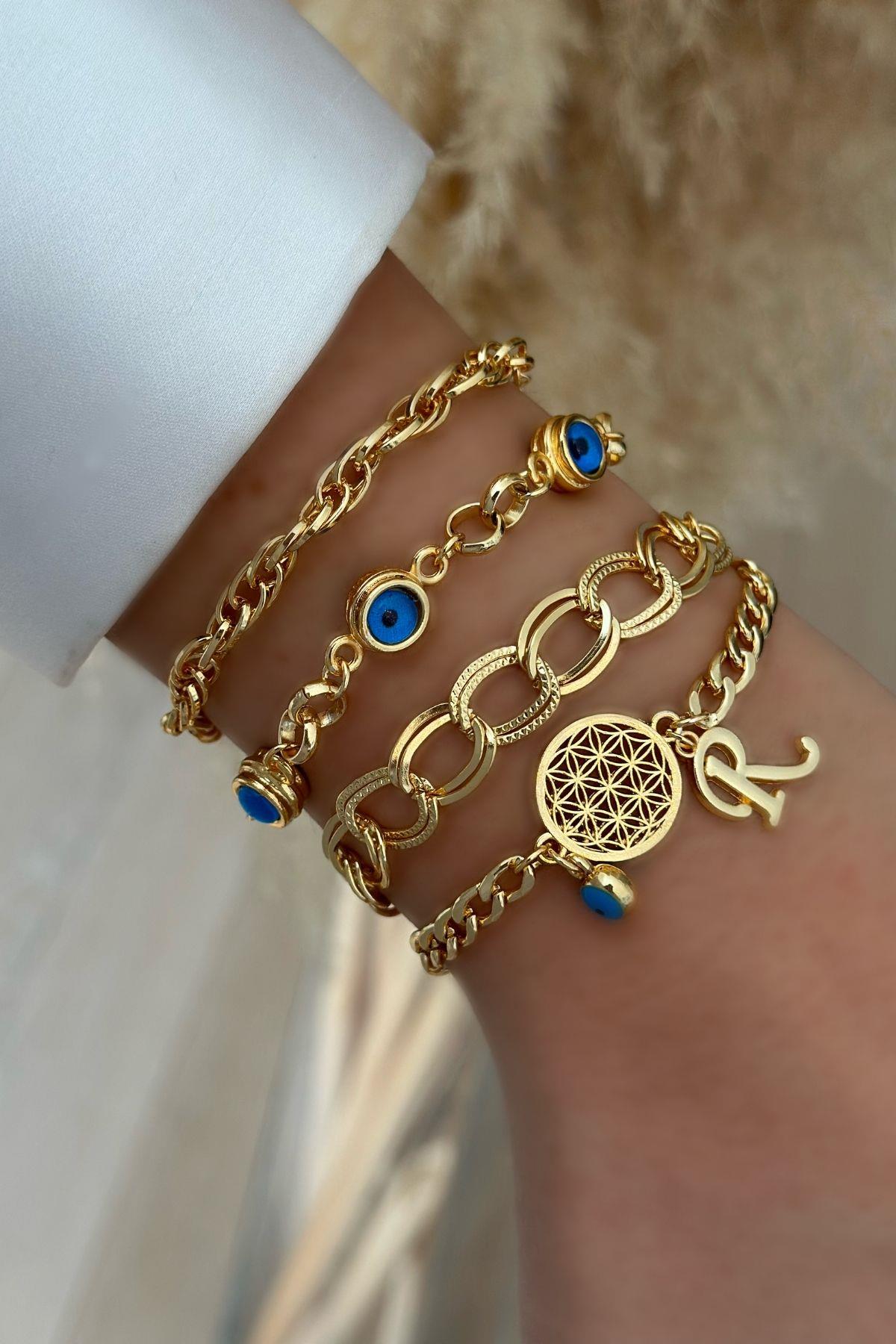 R Harfli Yaşam Bileklik Kombini