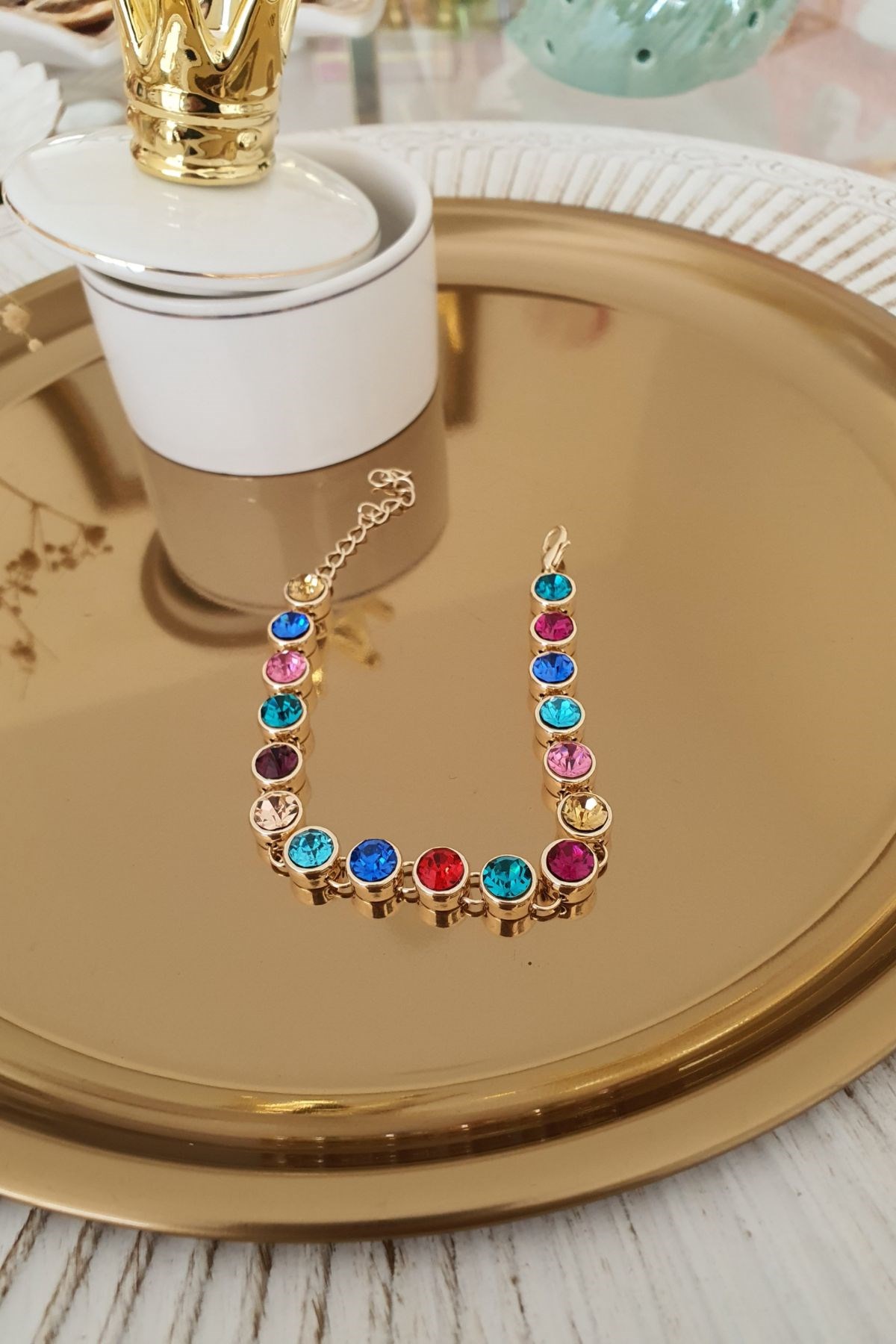 Renkli Büyük Boy Suyolu Bileklik Gold