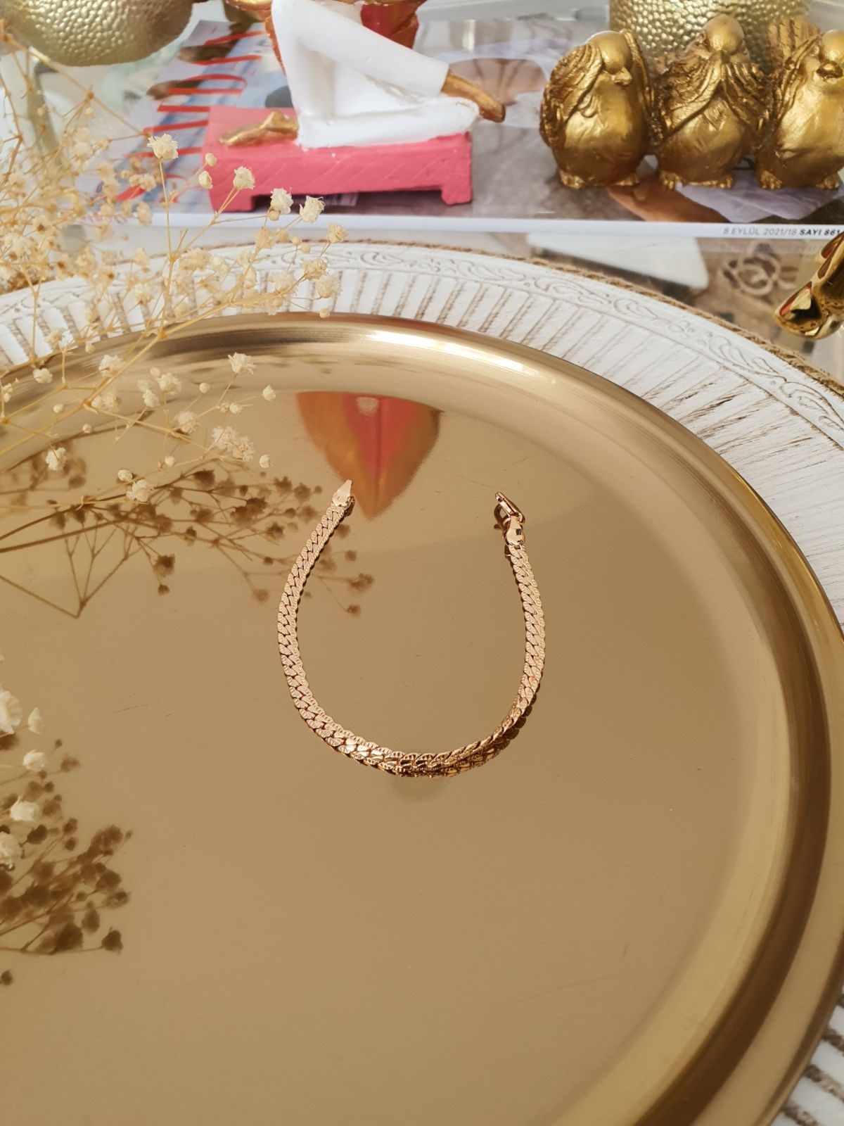 Rosegold Sık Zincir Model Künye Gold