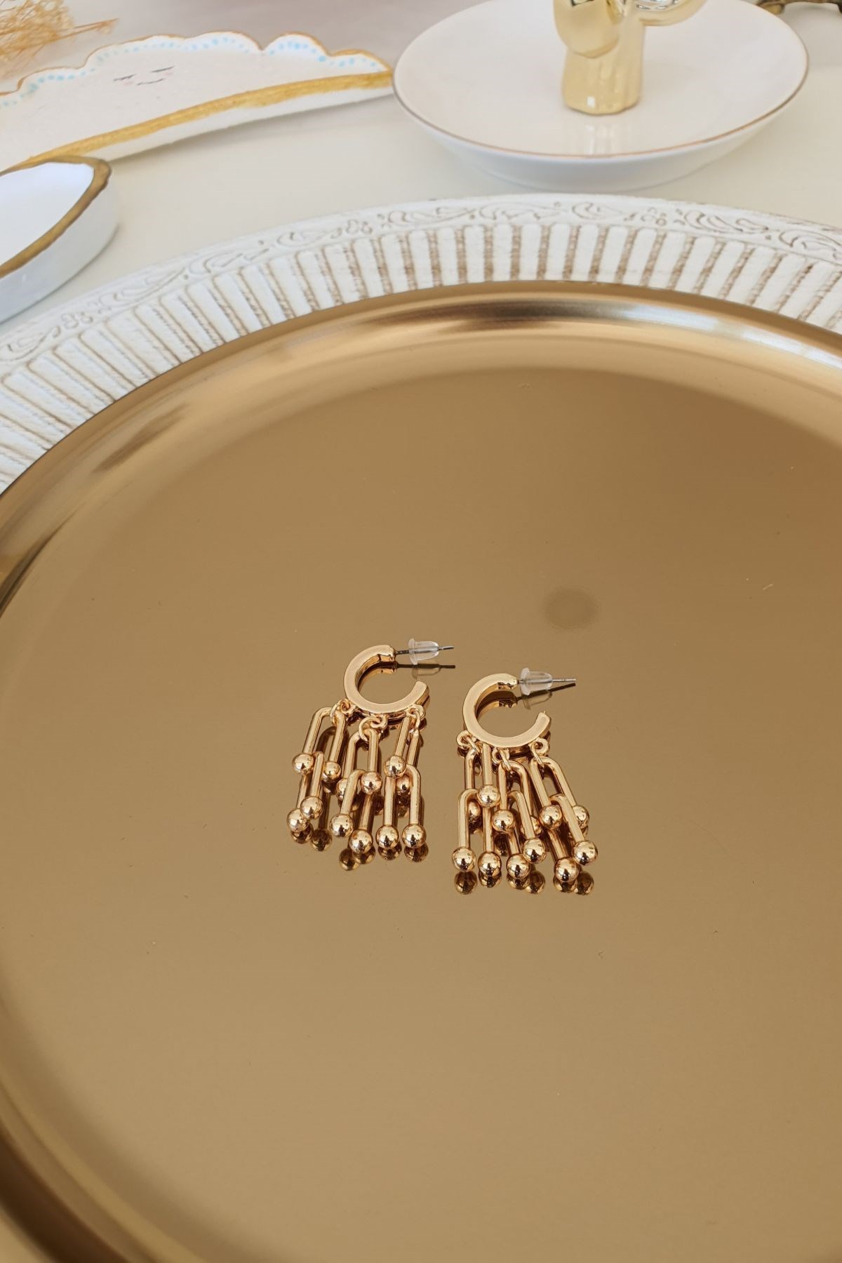 Sallantılı Vintage Küpe Gold