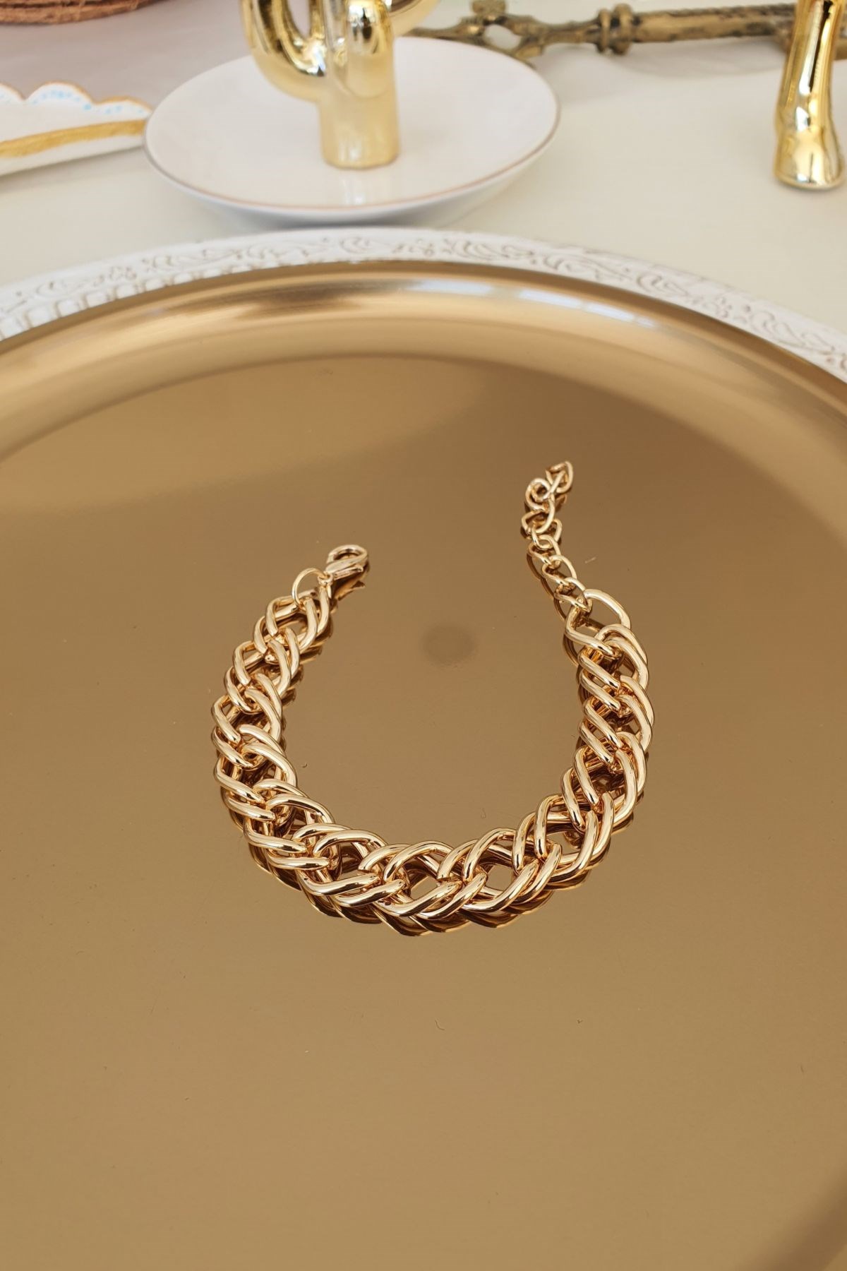 Sarmal Model Zincir Bileklik Gold