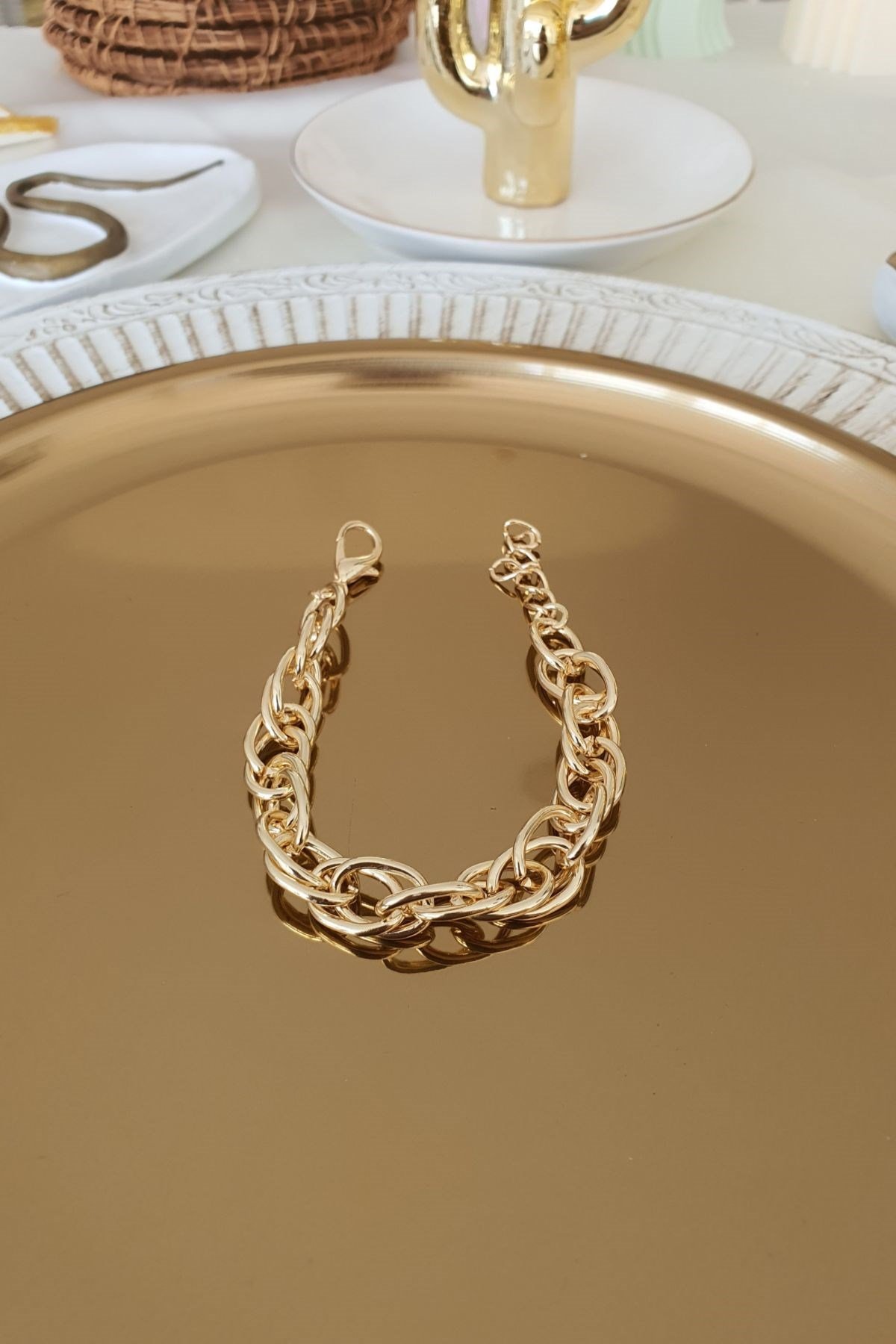 Sarmal Model Zincir Bileklik Gold