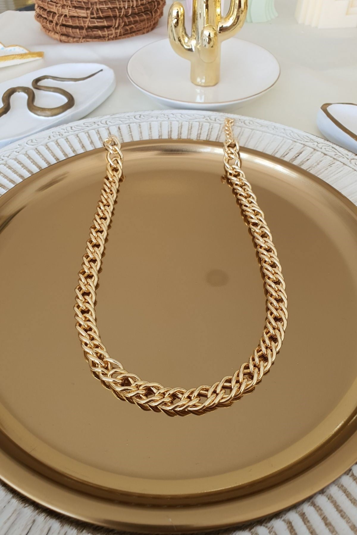 Sarmal Model Zincir Kolye Gold