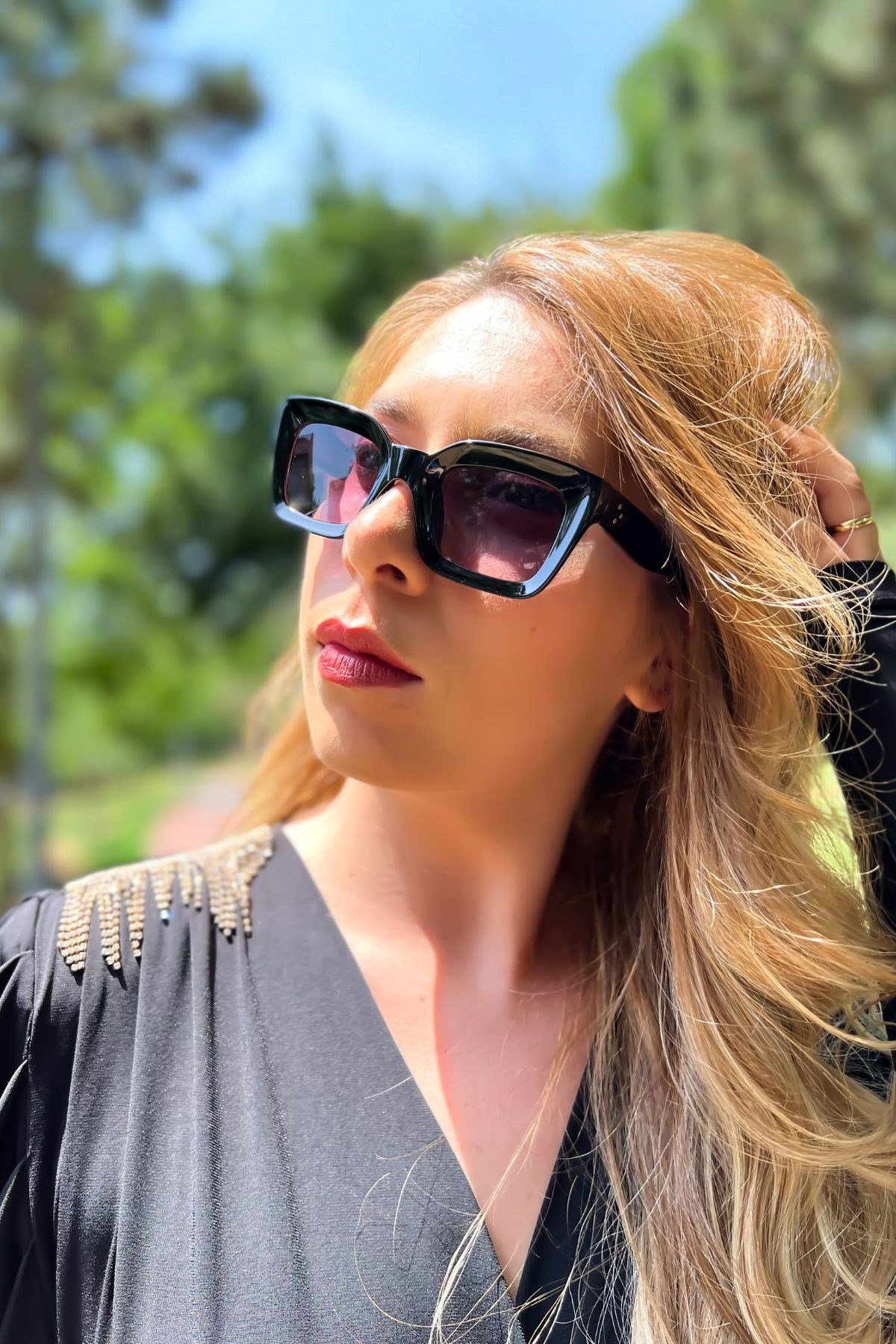 Siyah Renk Cat Eyes Model Güneş Gözlüğü Siyah
