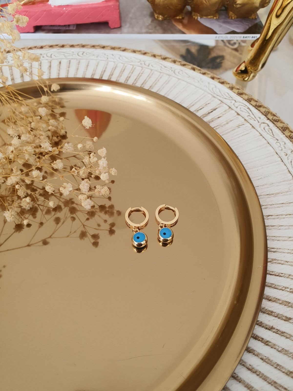 Tek Nazarlı Küpe Gold