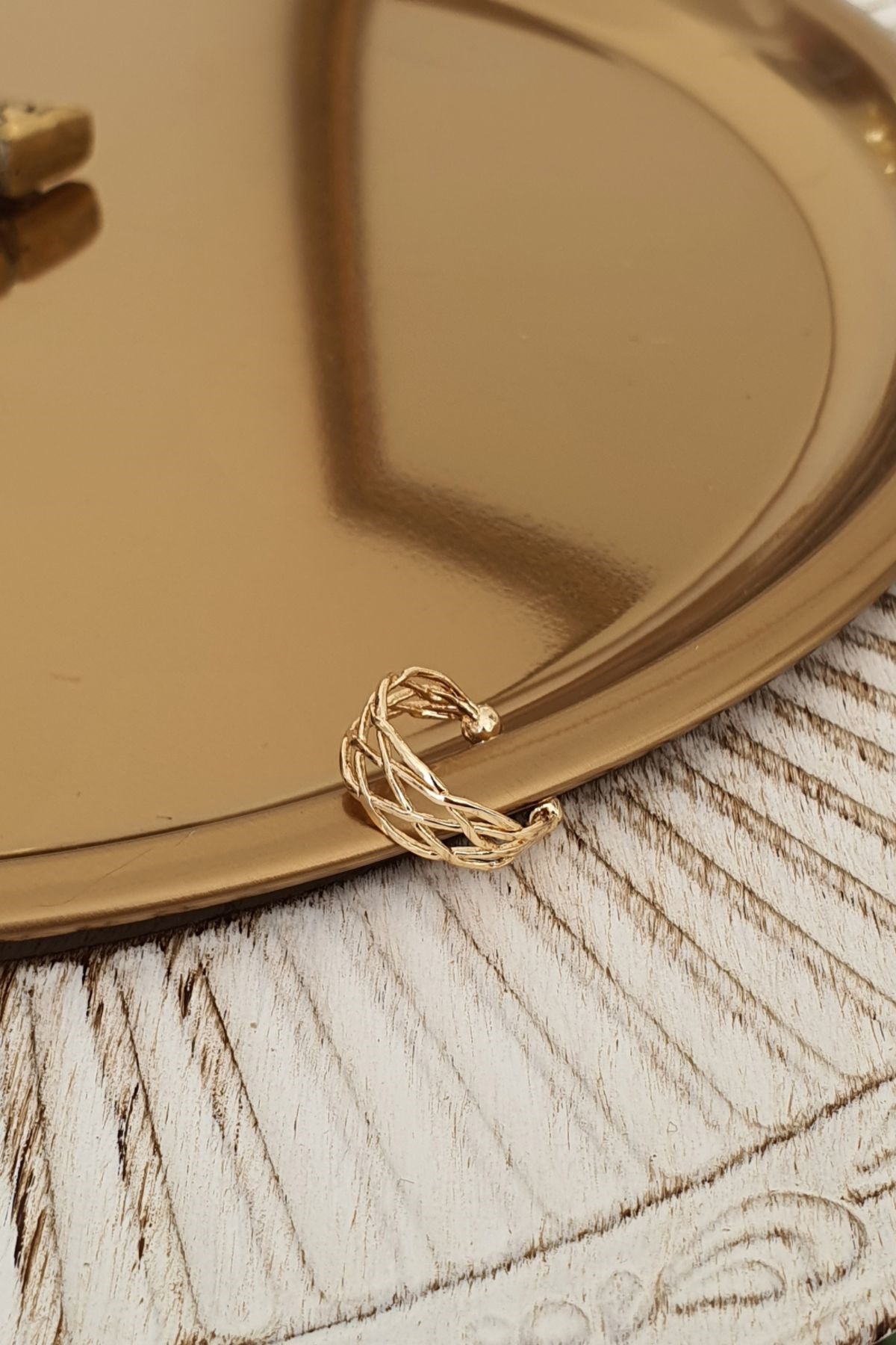 Tel Model Serçe Parmak Yüzük Gold