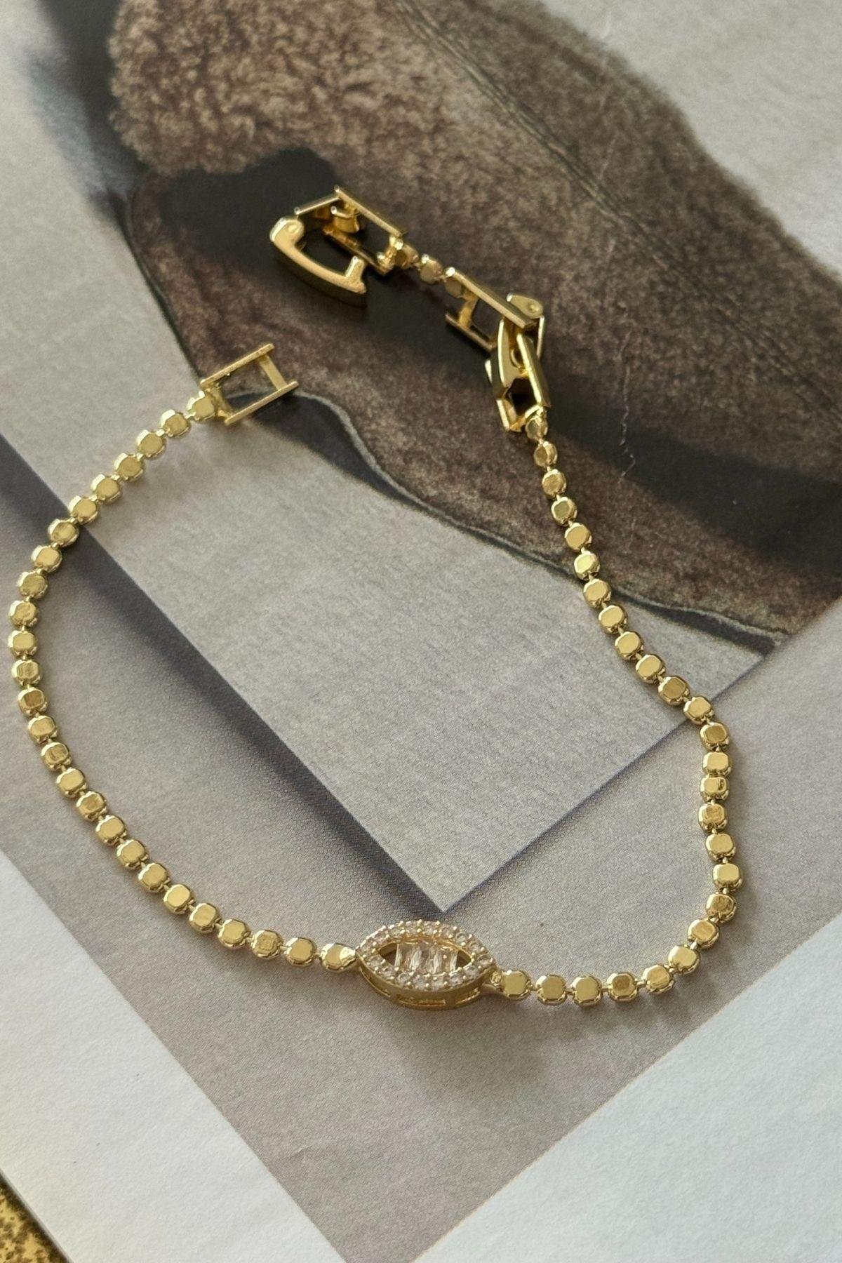 Top Zincirli Zirkon Göz Model Bileklik