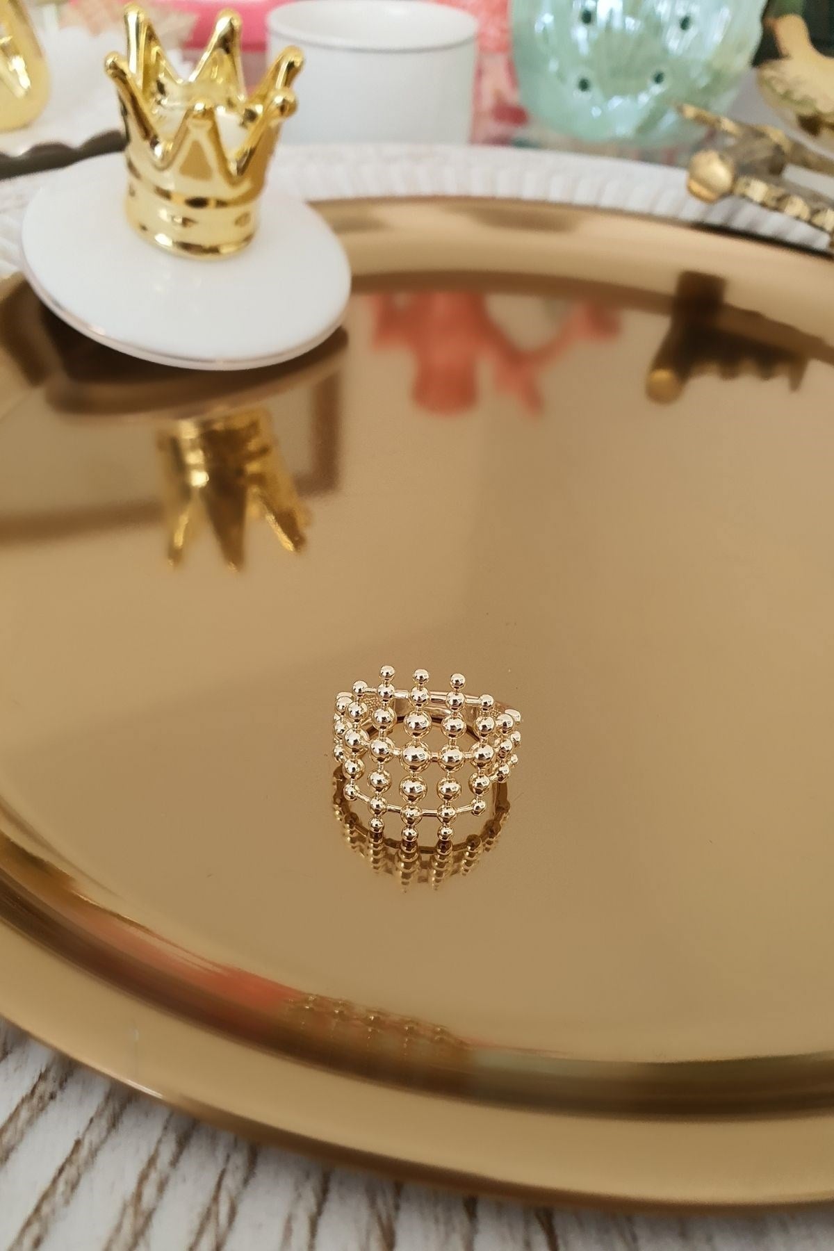 Topçuk Model Yarım Daire Yüzük Gold