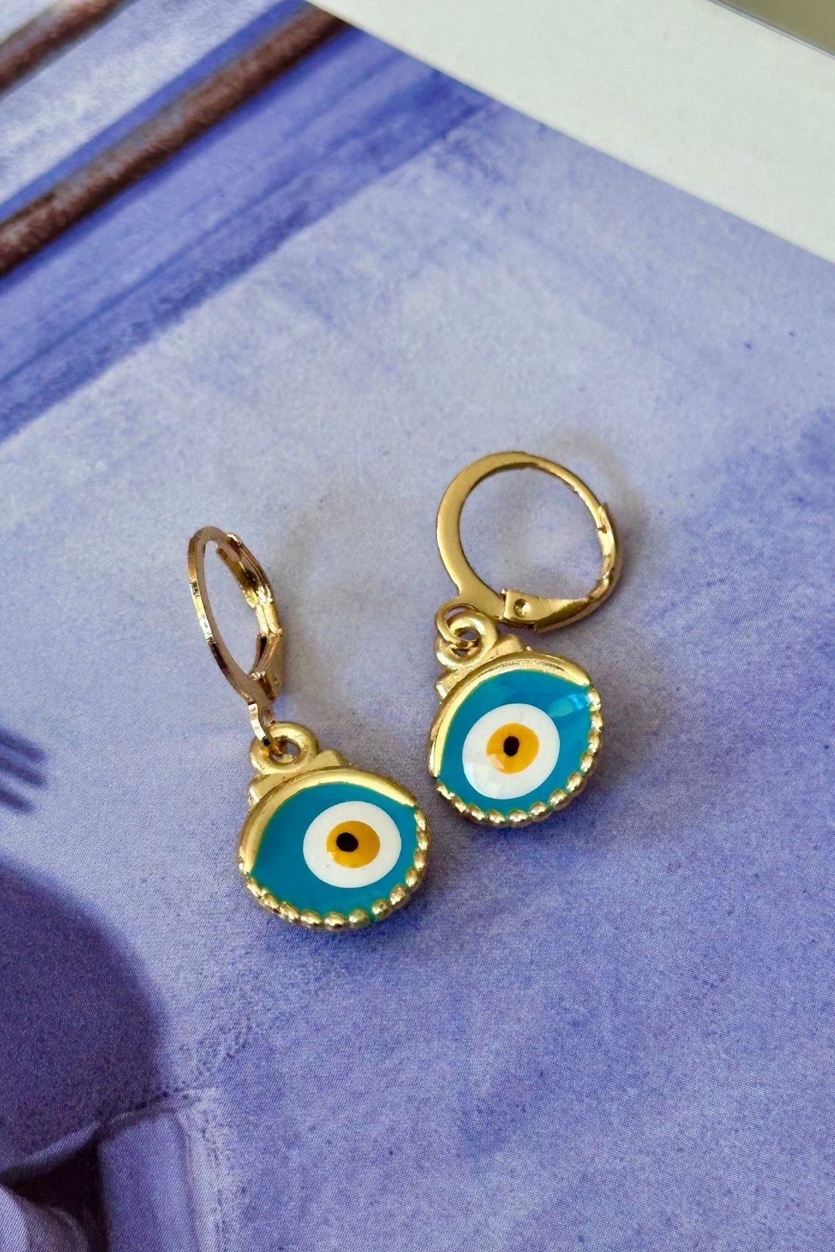 Turkuaz İstiridye Figürlü Küpe