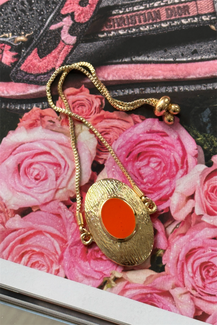 Turuncu Mineli Oval Bohem Bileklik