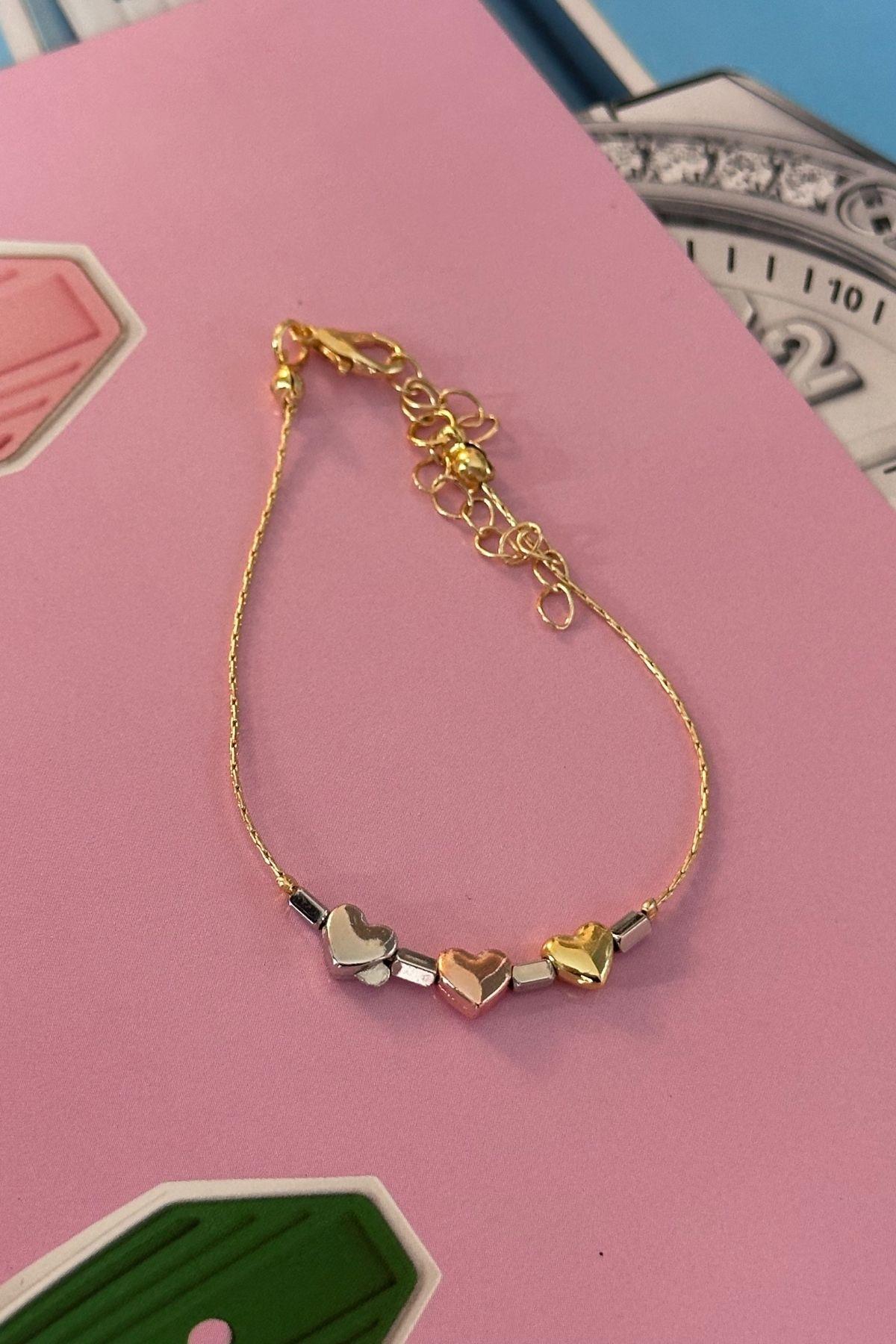 Üç Renkli Kalp Bileklik