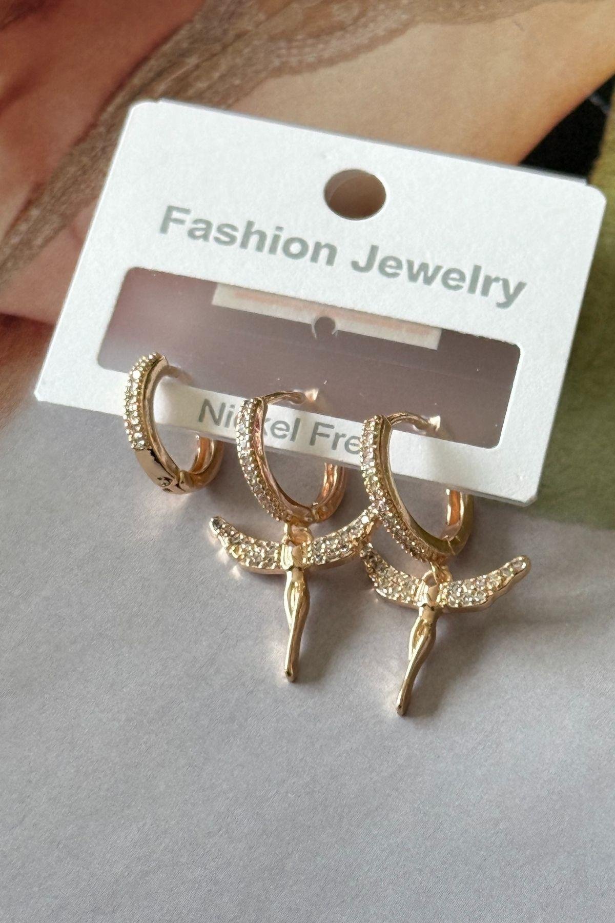 Vip Melek Model 3lü Set Küpe