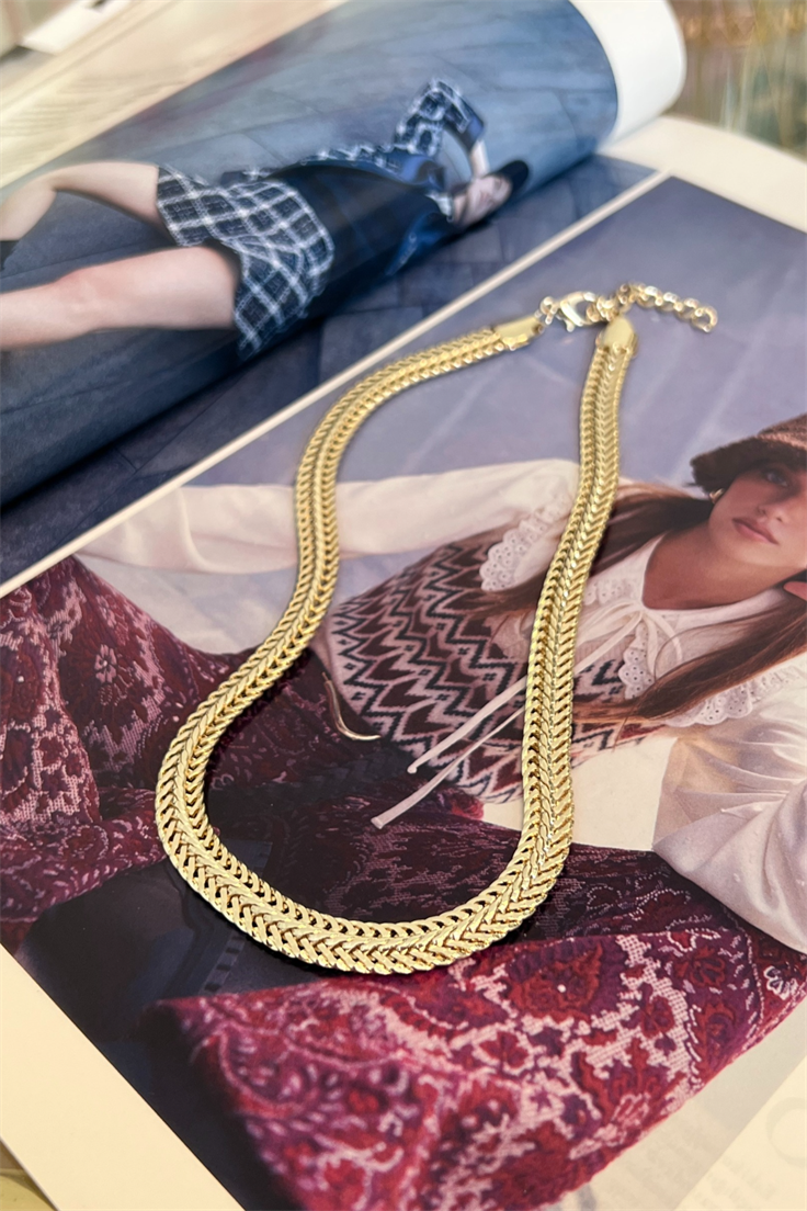 Vip Model Balık Sırtı Model Zincir Kolye Gold