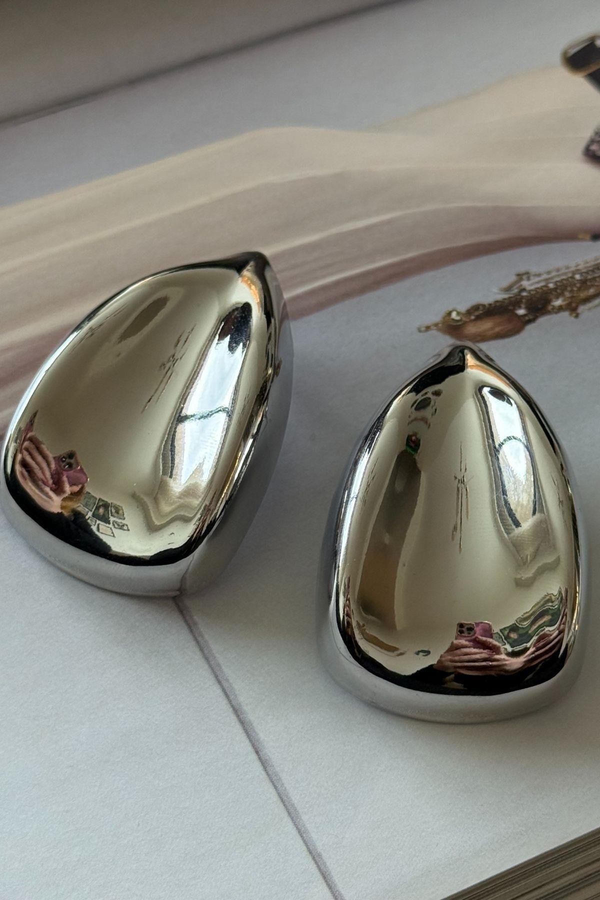 Vip Plaka Büyük Model Gümüş Renk Küpe