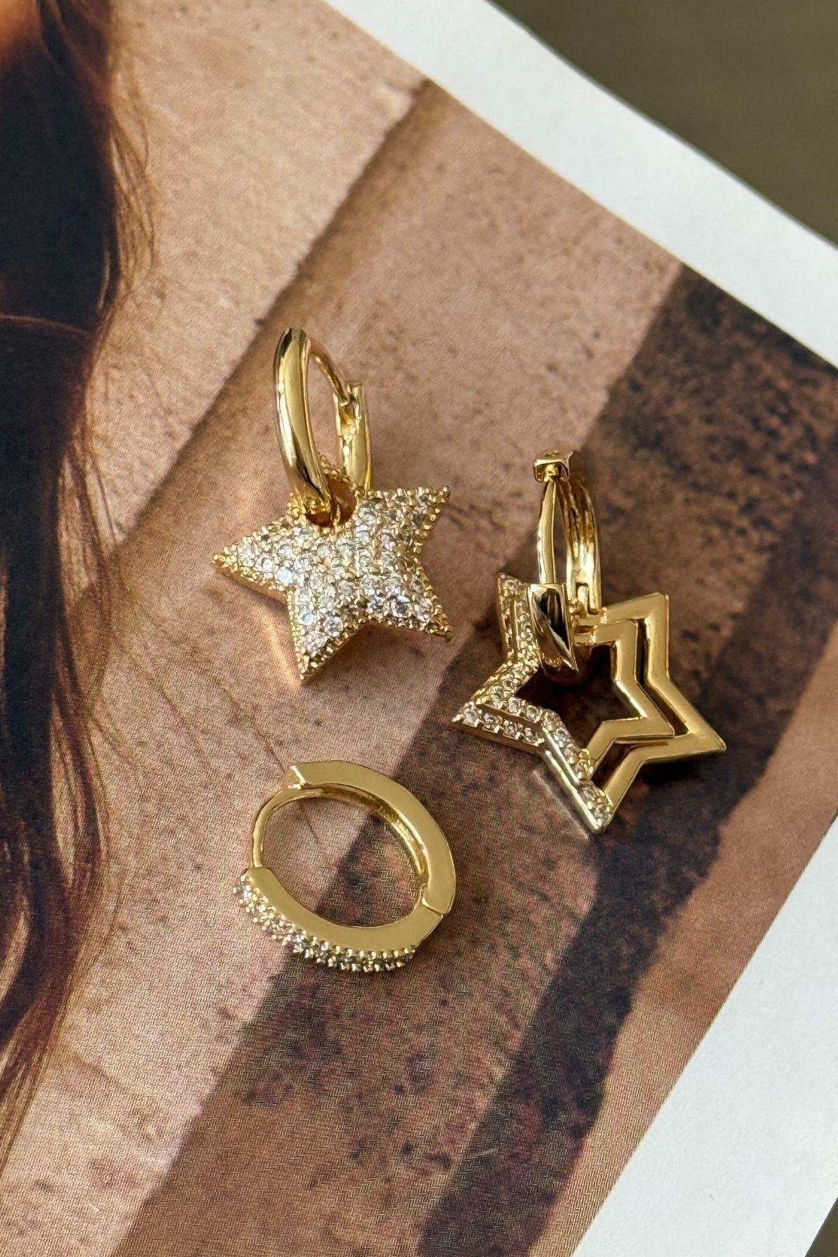 Vip Yıldız 3lü Set Küpe