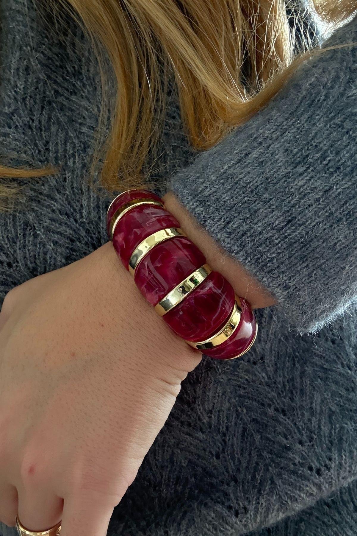 Vişne Rengi Esnek Bileklik