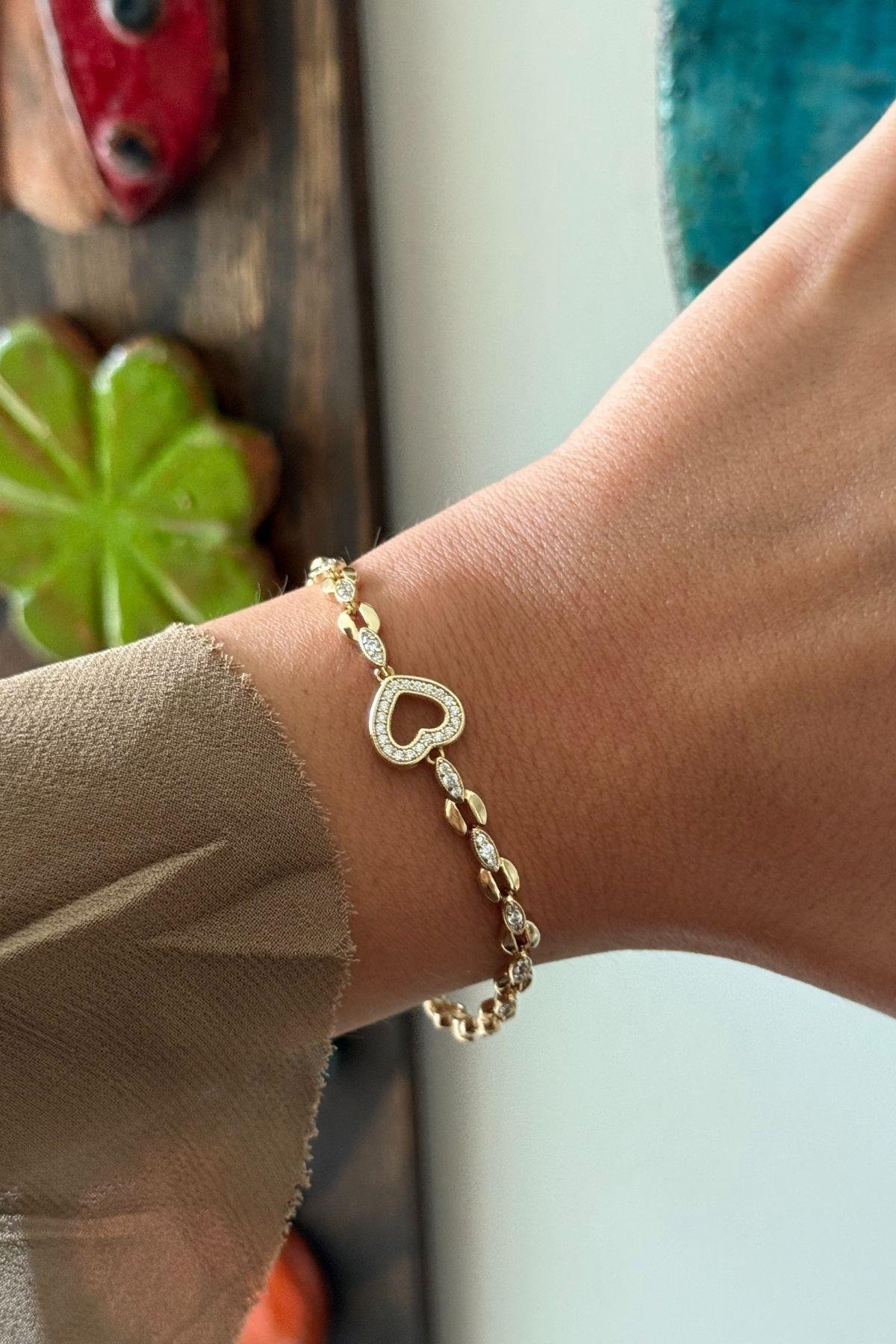 Xuping Zirkon Taşlı Kalp Bileklik