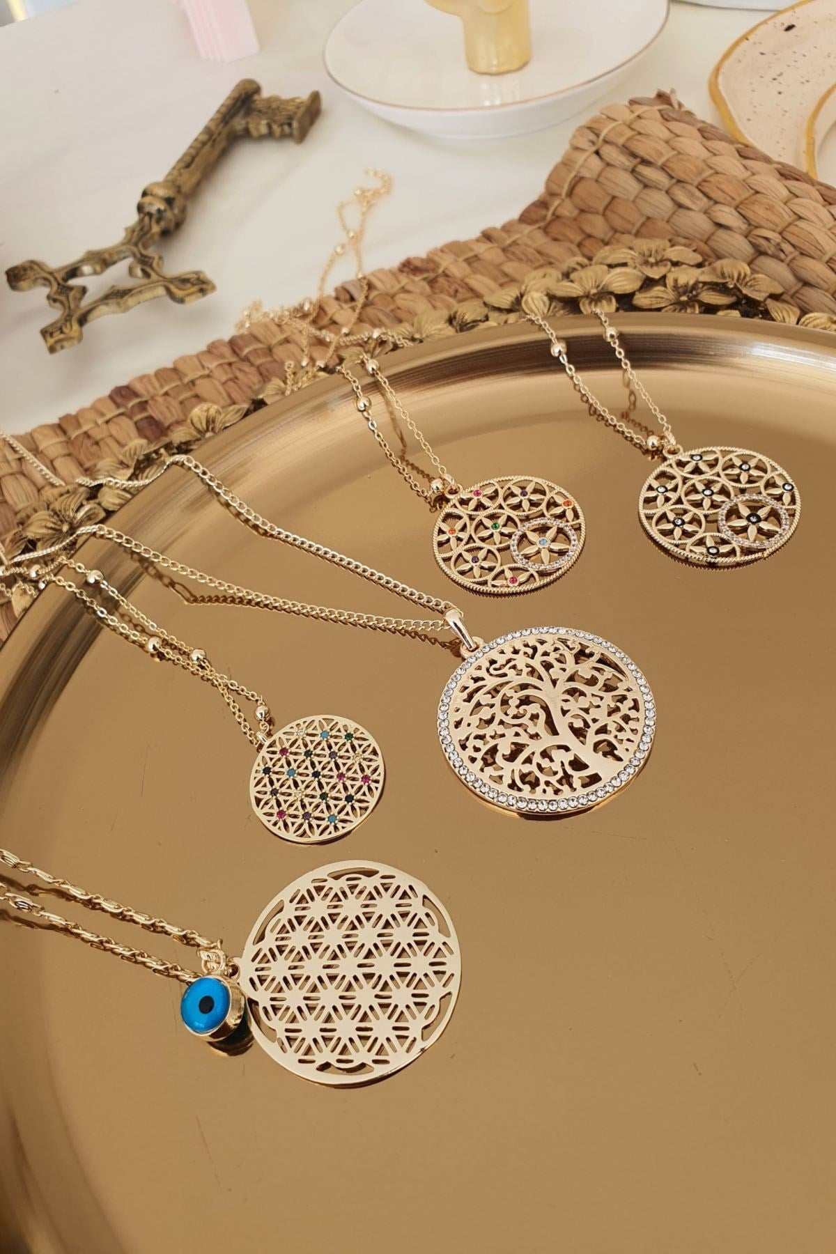 Yaşam Çiçeği Kolyeler Gold