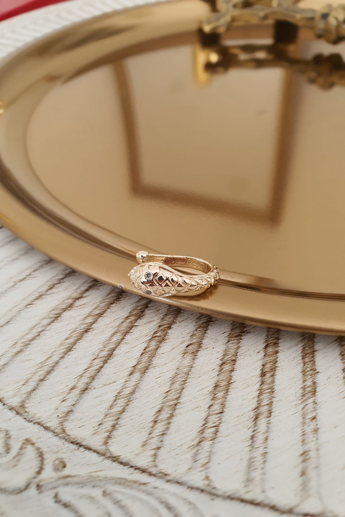 Yılan Model Kıkırdak Küpe Gold,
