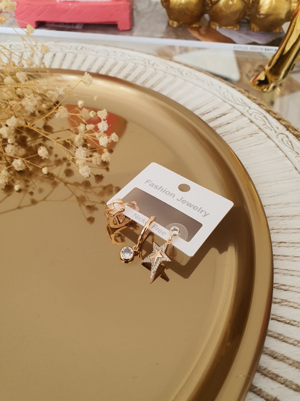 Yıldız Model Set Küpe Gold