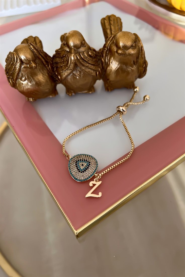Z Harfli Vip Nazar Model Asansör Ayarlı Bileklik Gold