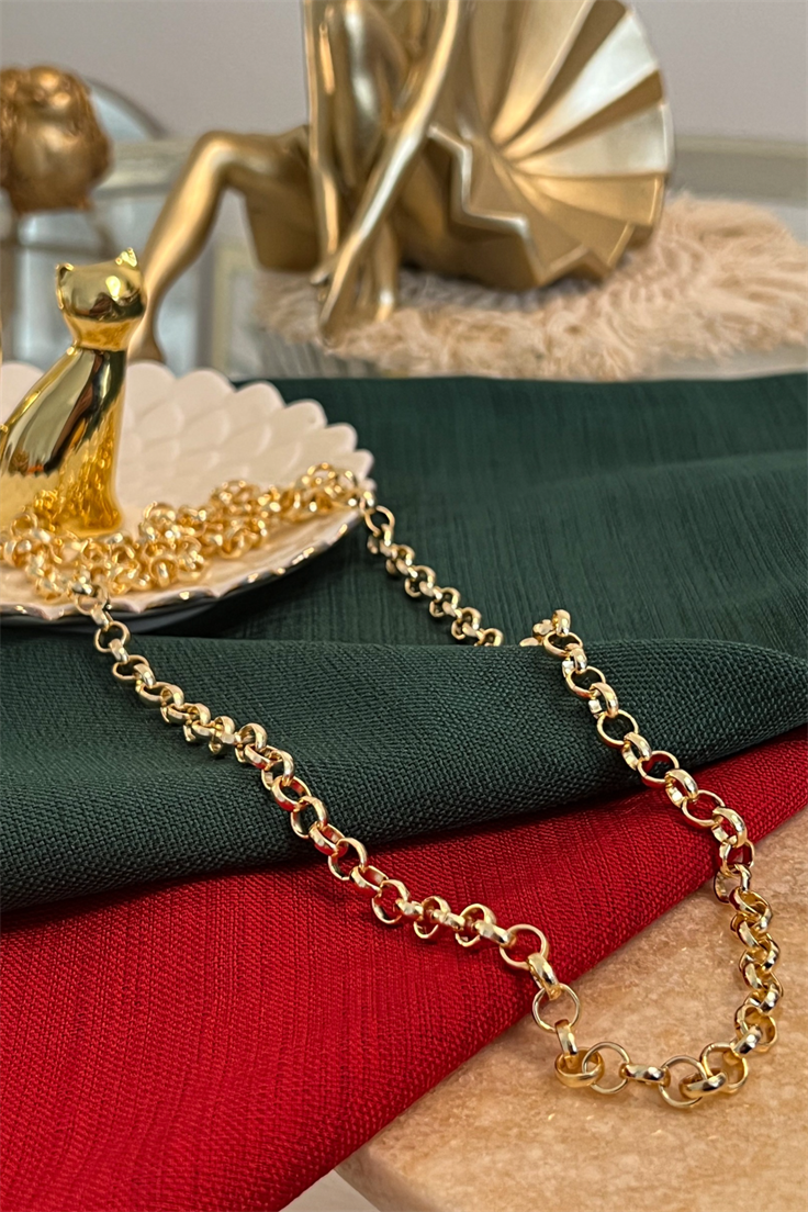 Zincir Model Uzun Kolye Gold