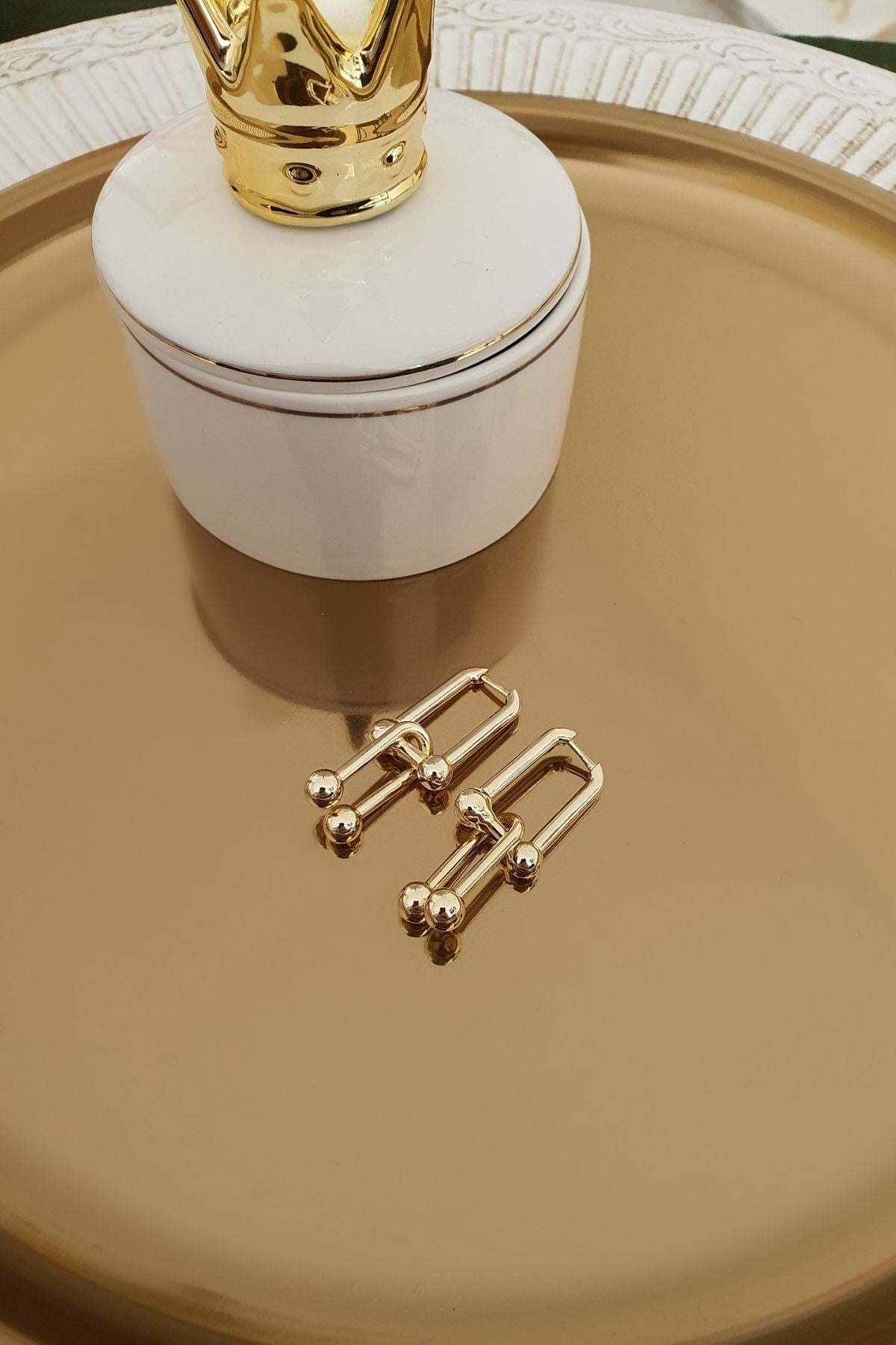 Zincir Model Vintage Küpe Gold