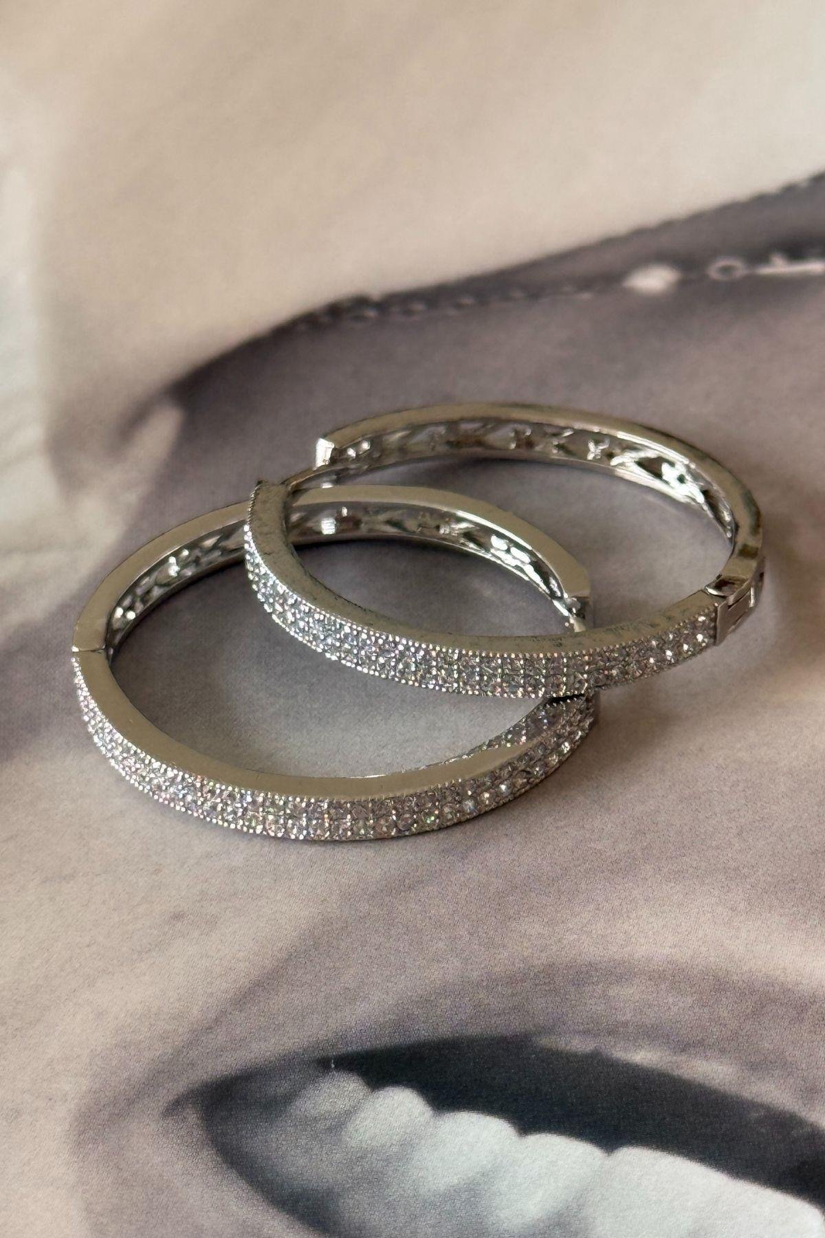 Zirkon Taşlı Abiye Halka Küpe