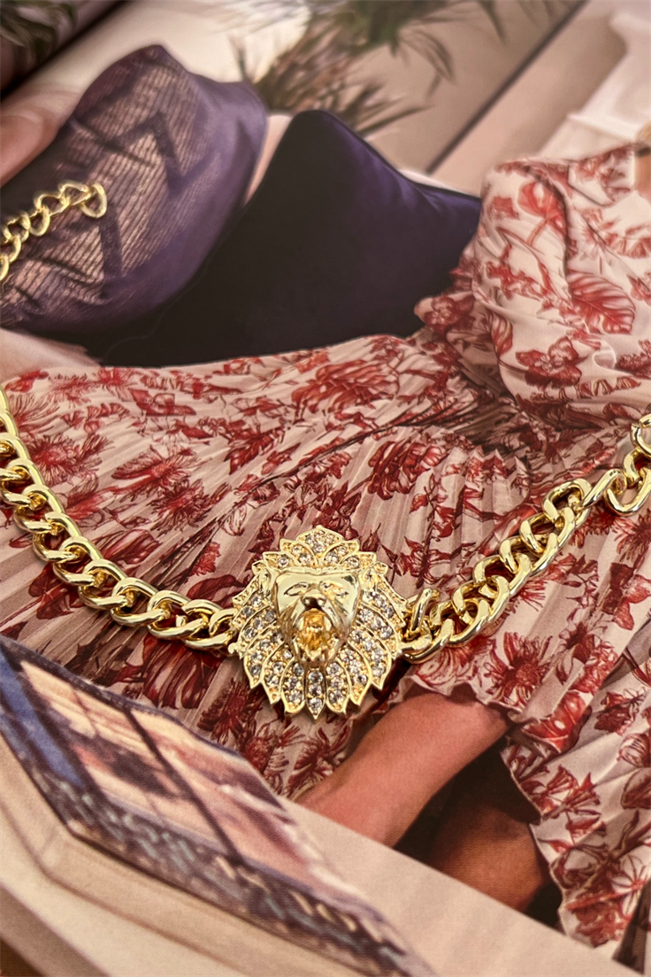 Zirkon Taşlı Aslan Model Bileklik Gold