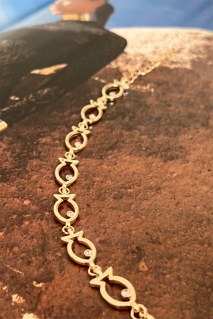 Zirkon Taşlı Balık Sıralı Bileklik Gold