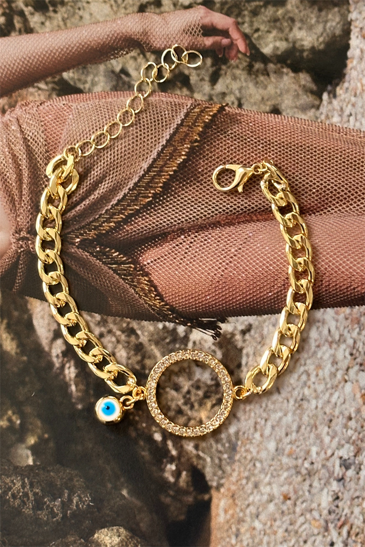 Zirkon Taşlı Daire Model Nazar Sallantılı Künye
