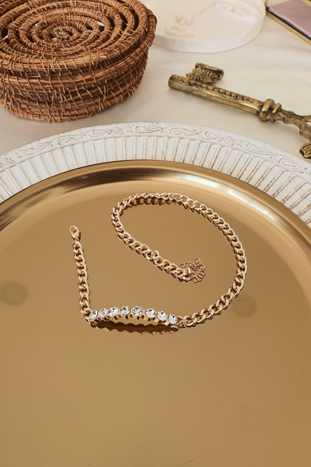 Zirkon Taşlı Dolamalı Bileklik Gold