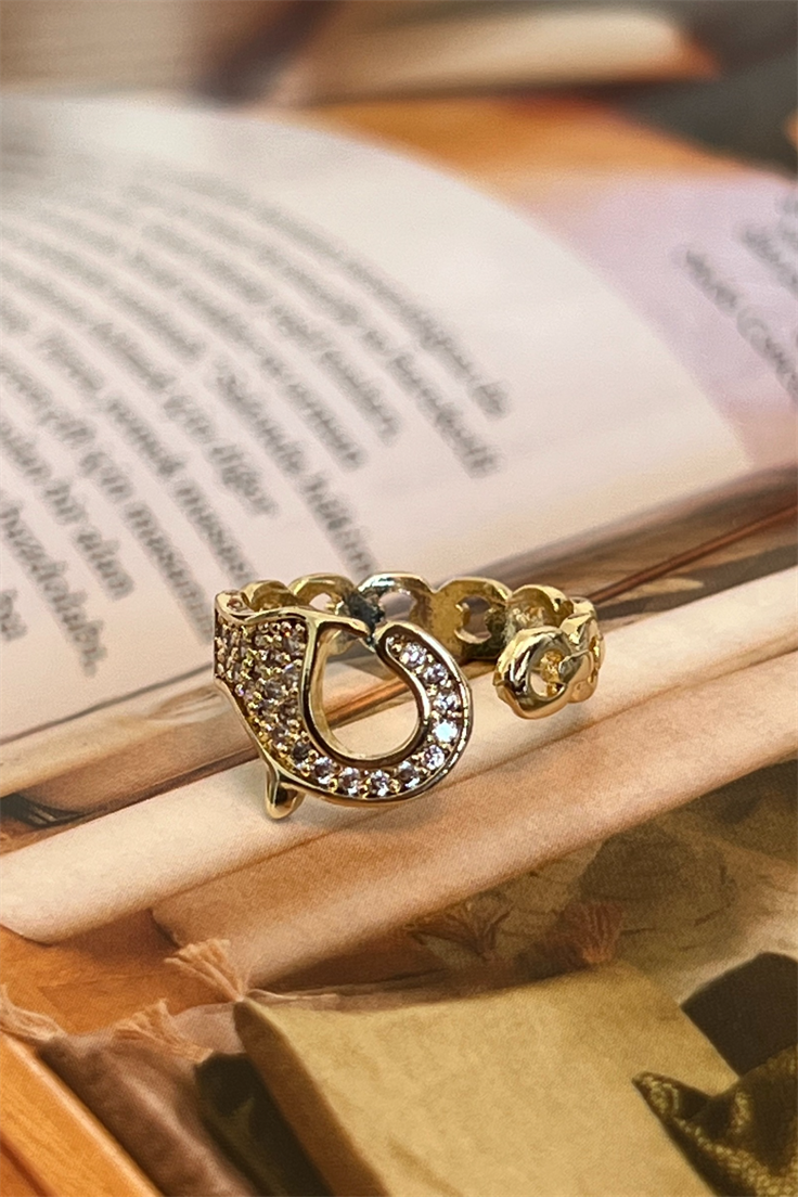 Zirkon Taşlı Klips Model Yüzük Gold