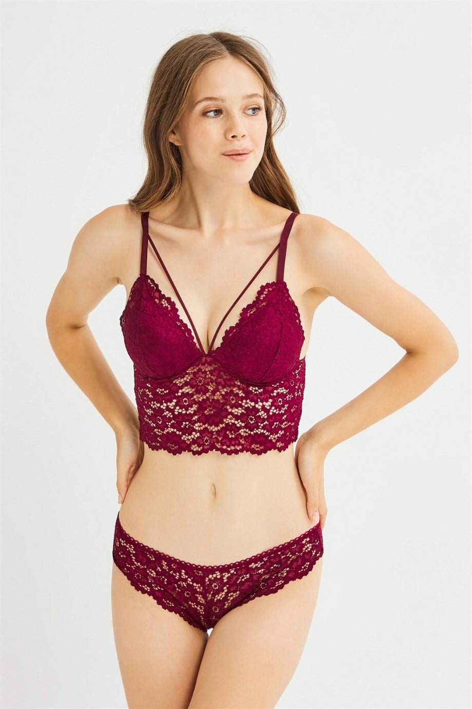 Dantelli Desteksiz Bralet Takım