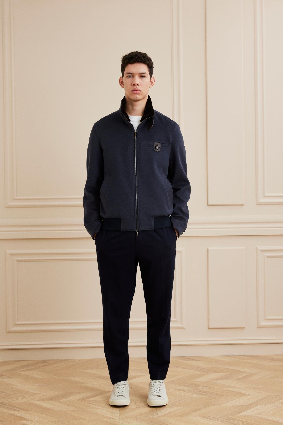 Shaky Men's Loro Piana 100% Cashmere Fabric Jacket with Mink trimming Anthracite