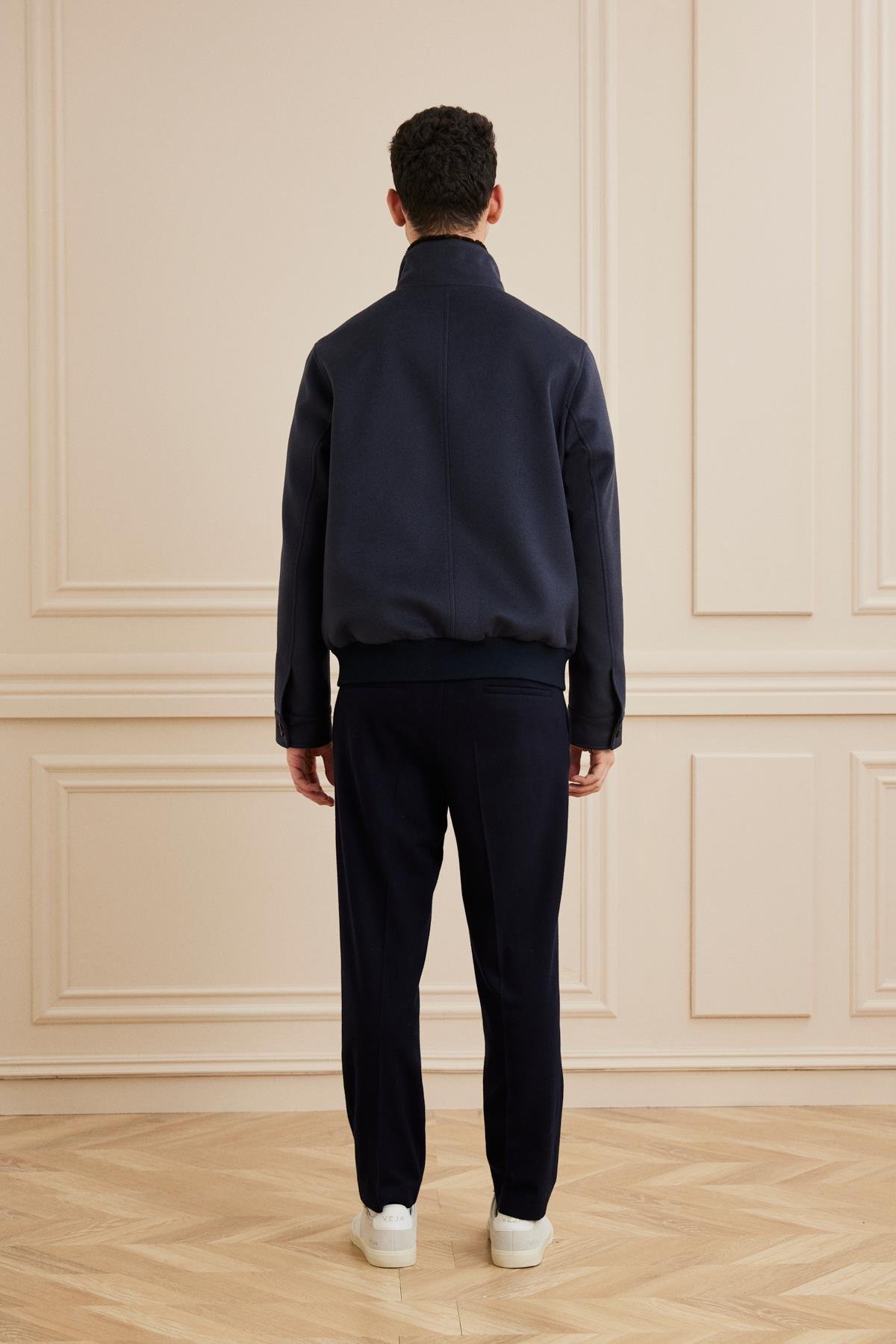 Shaky Men's Loro Piana 100% Cashmere Fabric Jacket with Mink trimming Anthracite