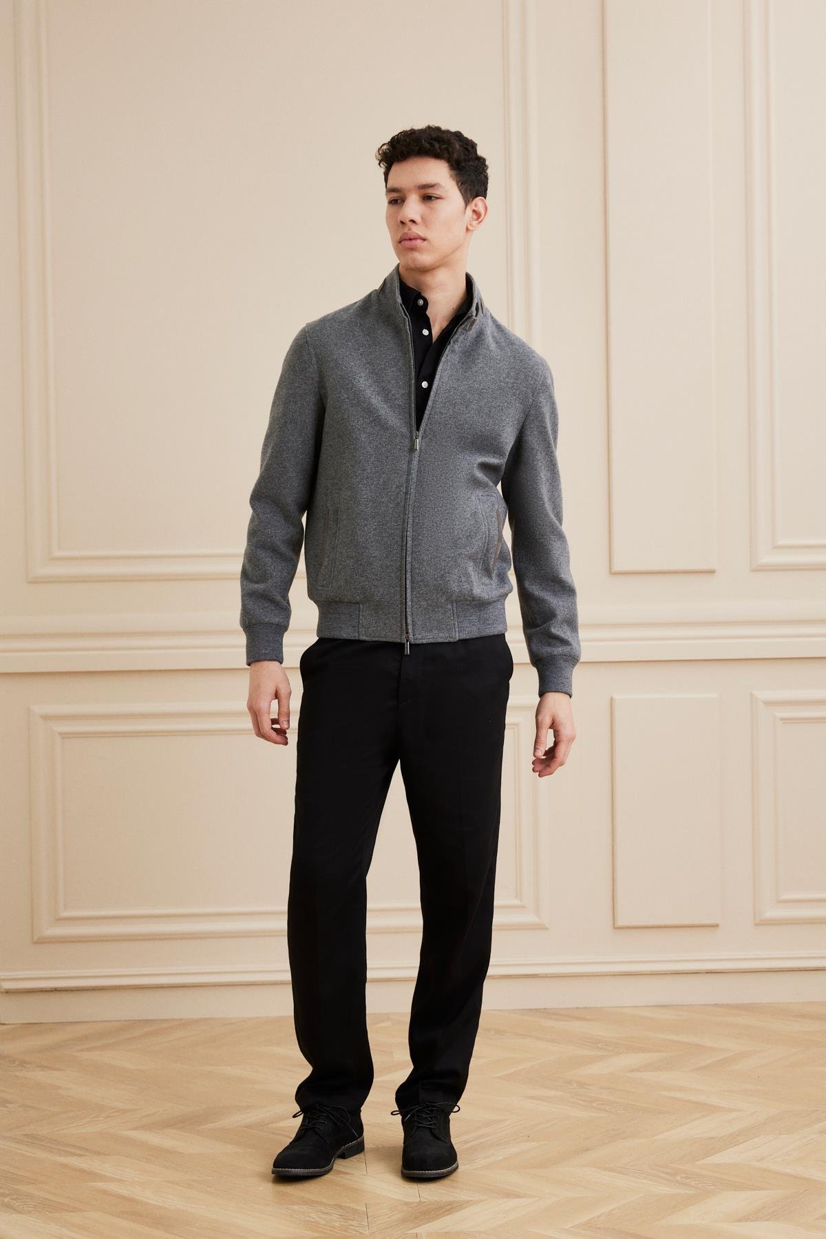 Shaky Men's Loro Piana 90%Wool 10% Cashmere Fabric Jacket Light Grey