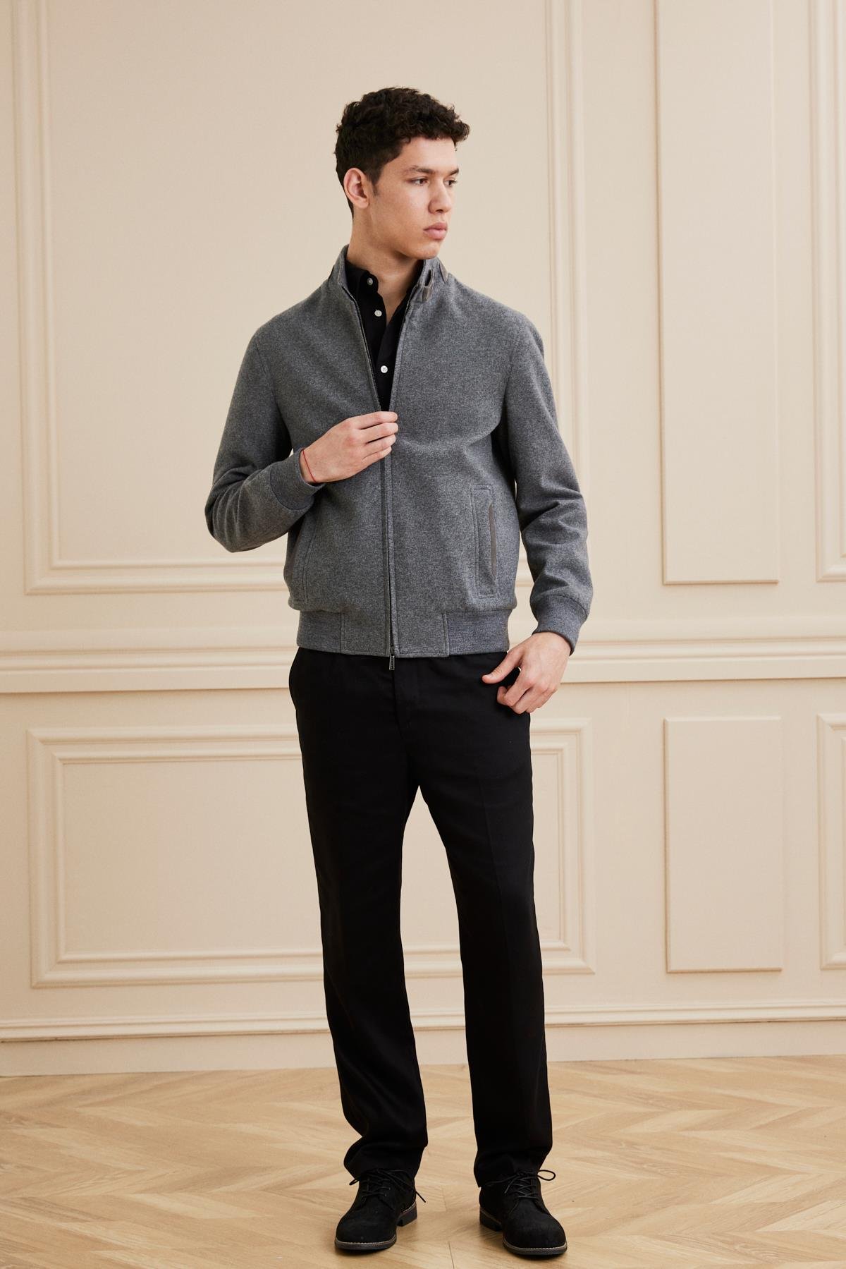 Shaky Men's Loro Piana 90%Wool 10% Cashmere Fabric Jacket Light Grey