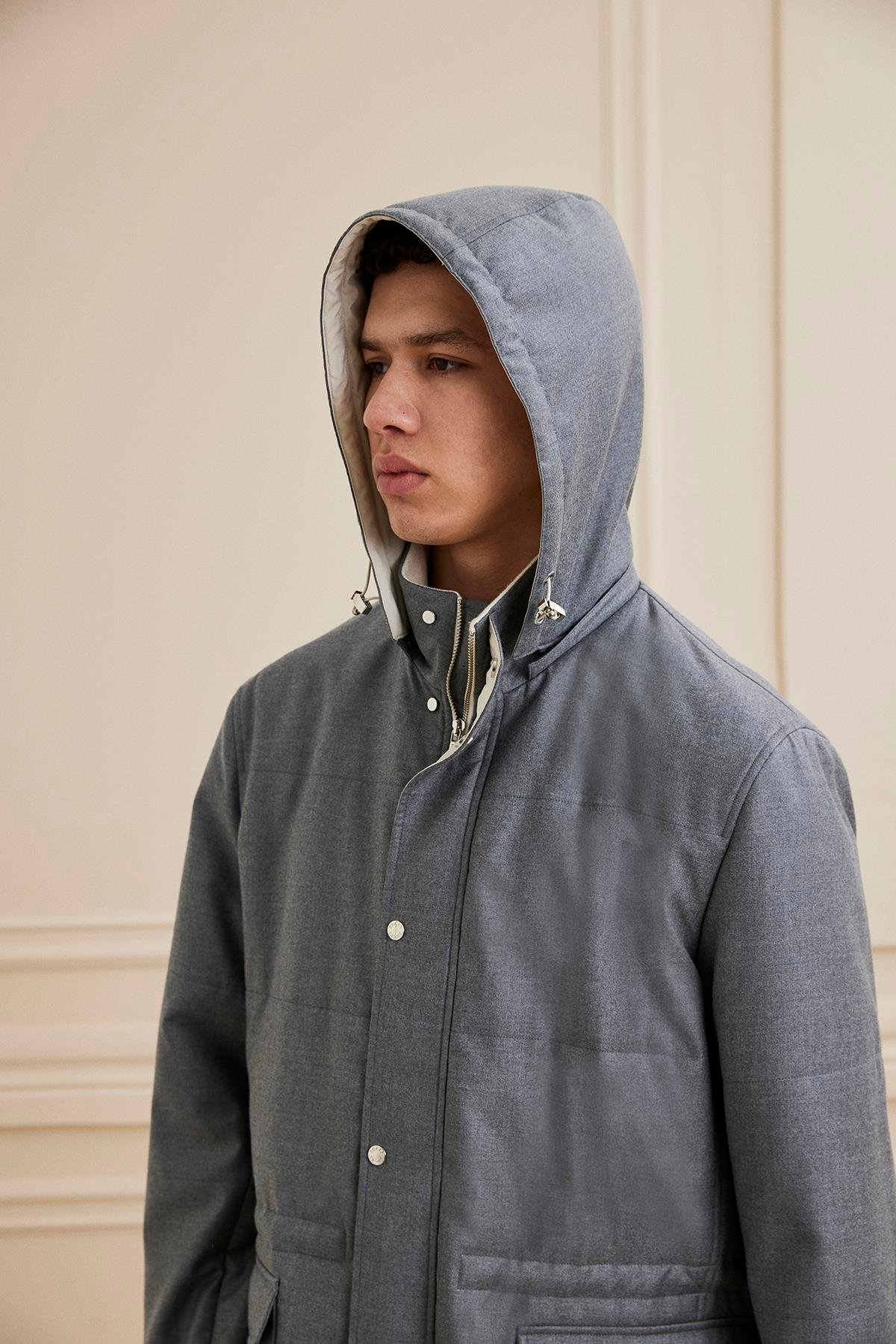 Shaky Men's  Loro Piana 95%WV-5%Se Fabric Short Coat Grey