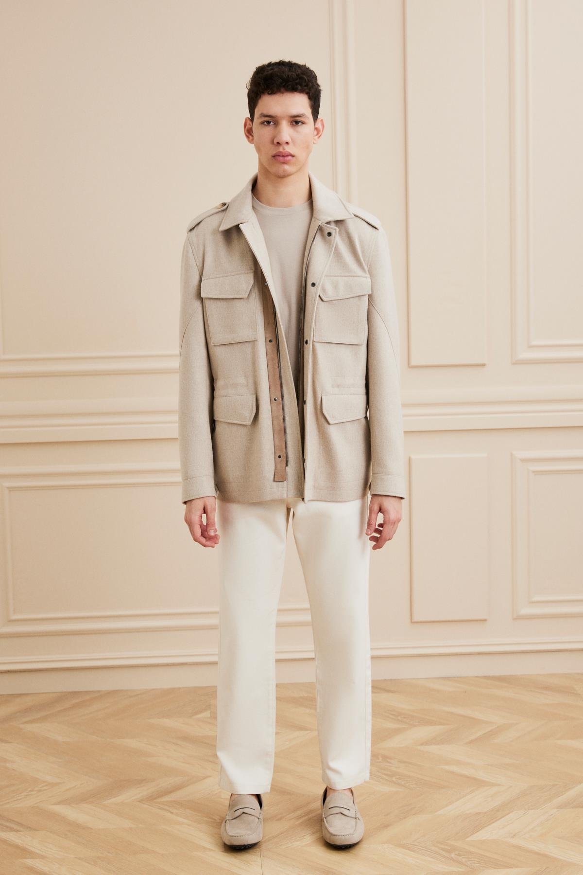 Shaky Men's Marini Industrie Spa 100% Cashmere Fabric Jacket Beige